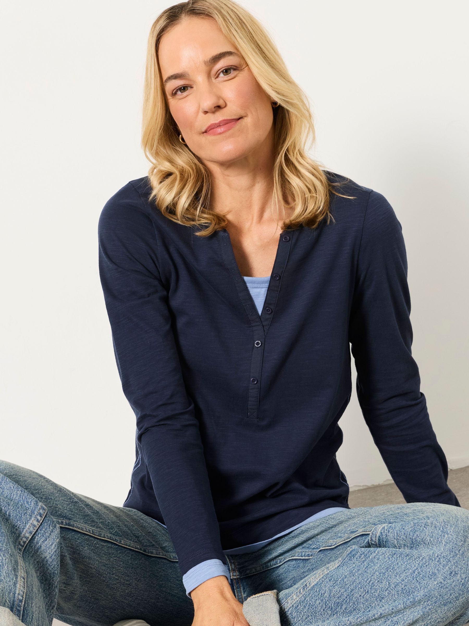 Navy - Henley Top