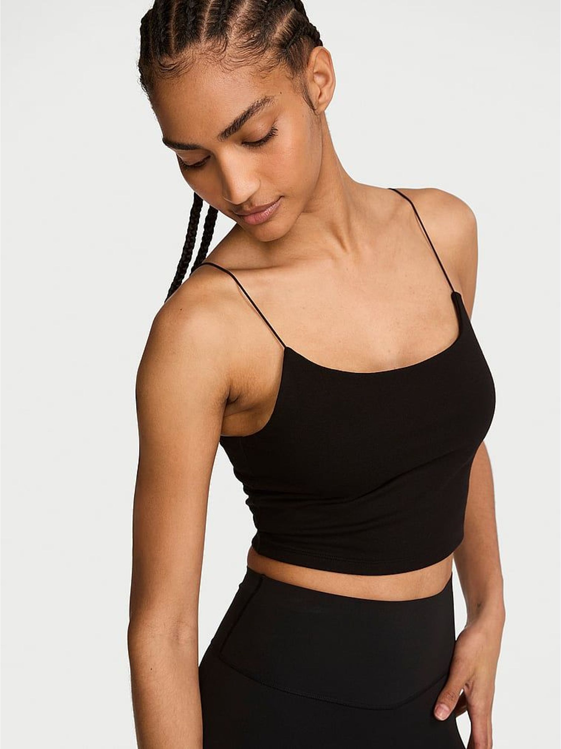 Black - Cotton Cropped Cami Top