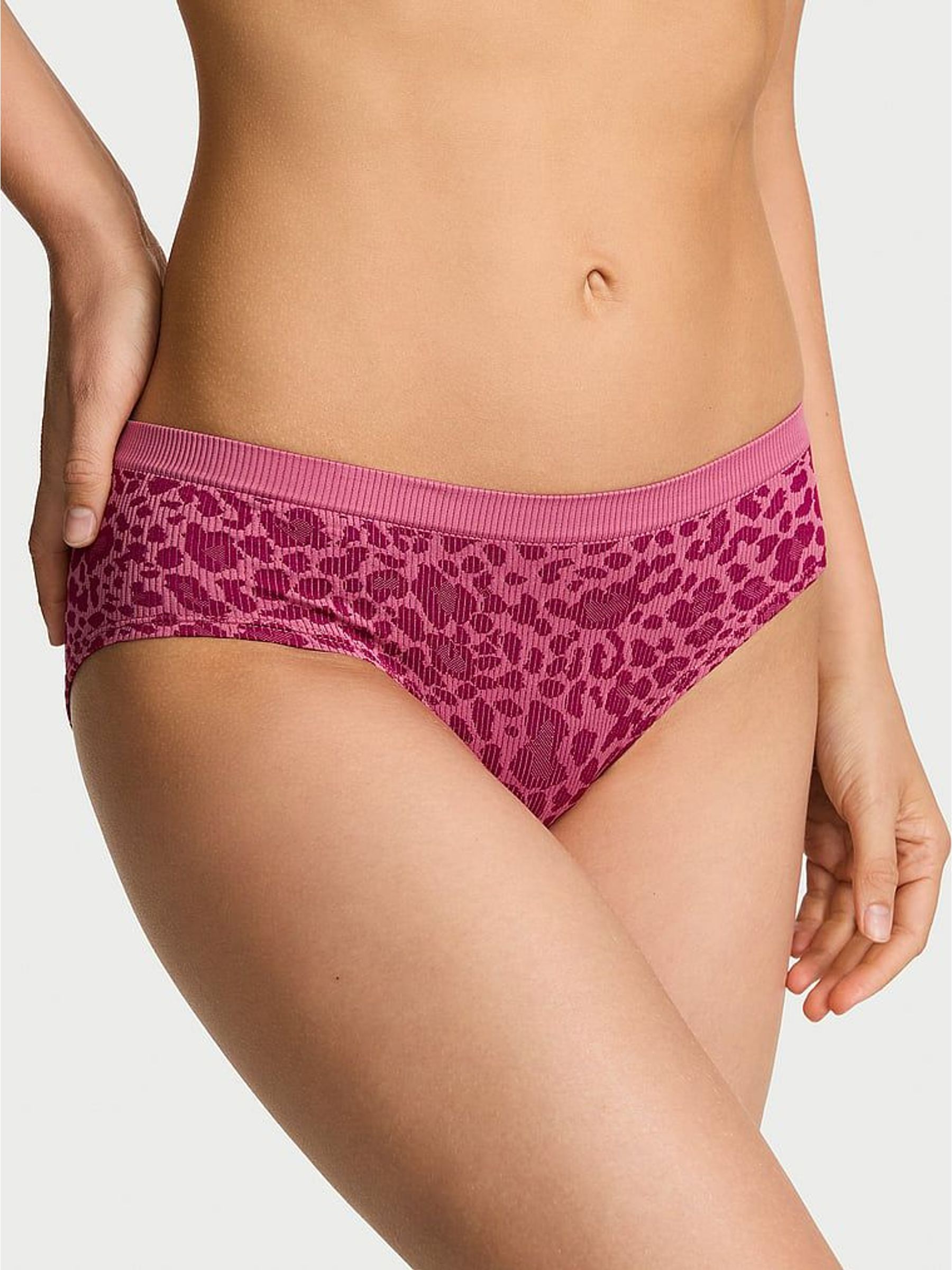 Pink Leopard - Thong Ribbed Knickers