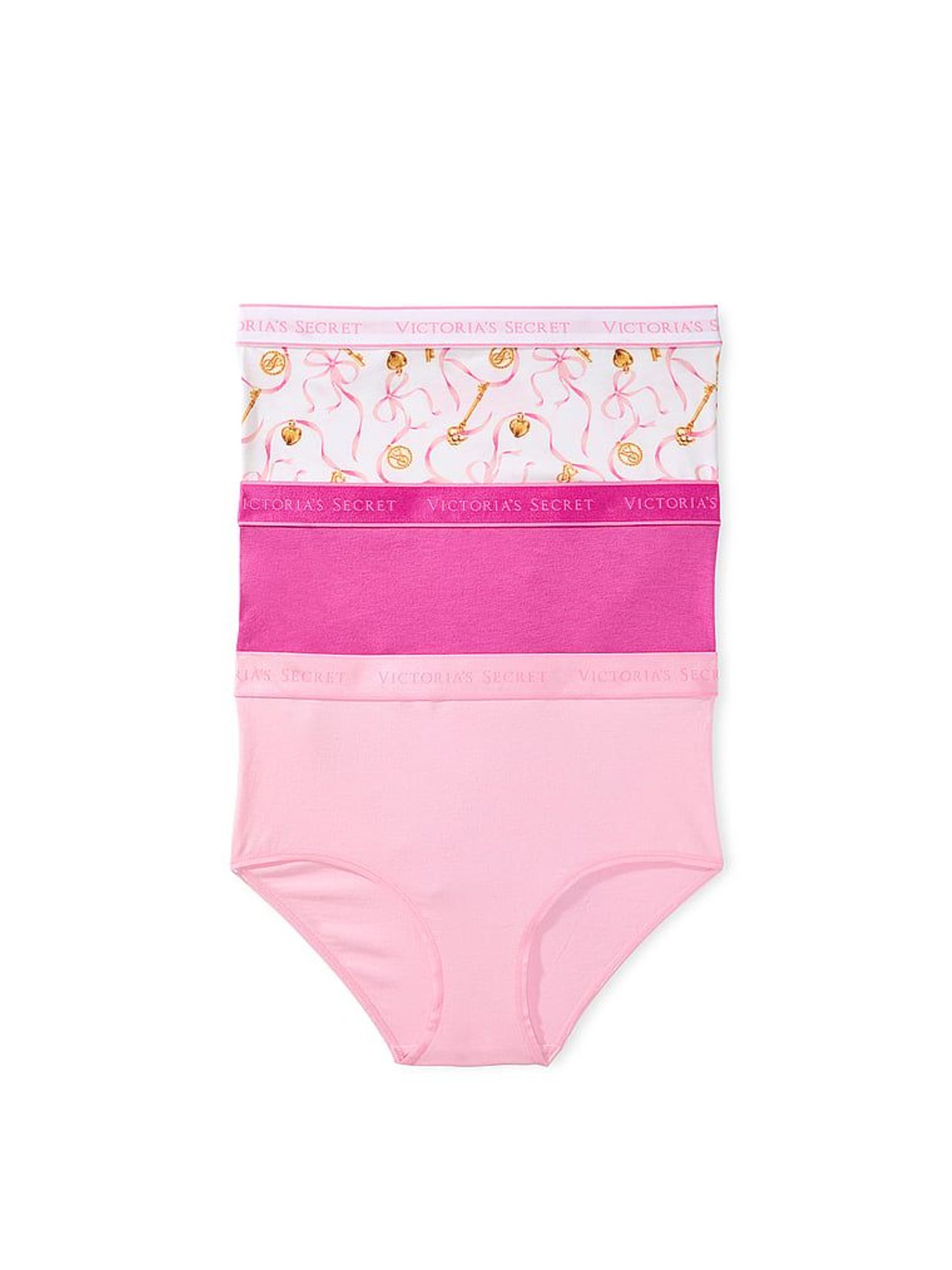 Pink & White - Brief 3 Pack Logo Knickers