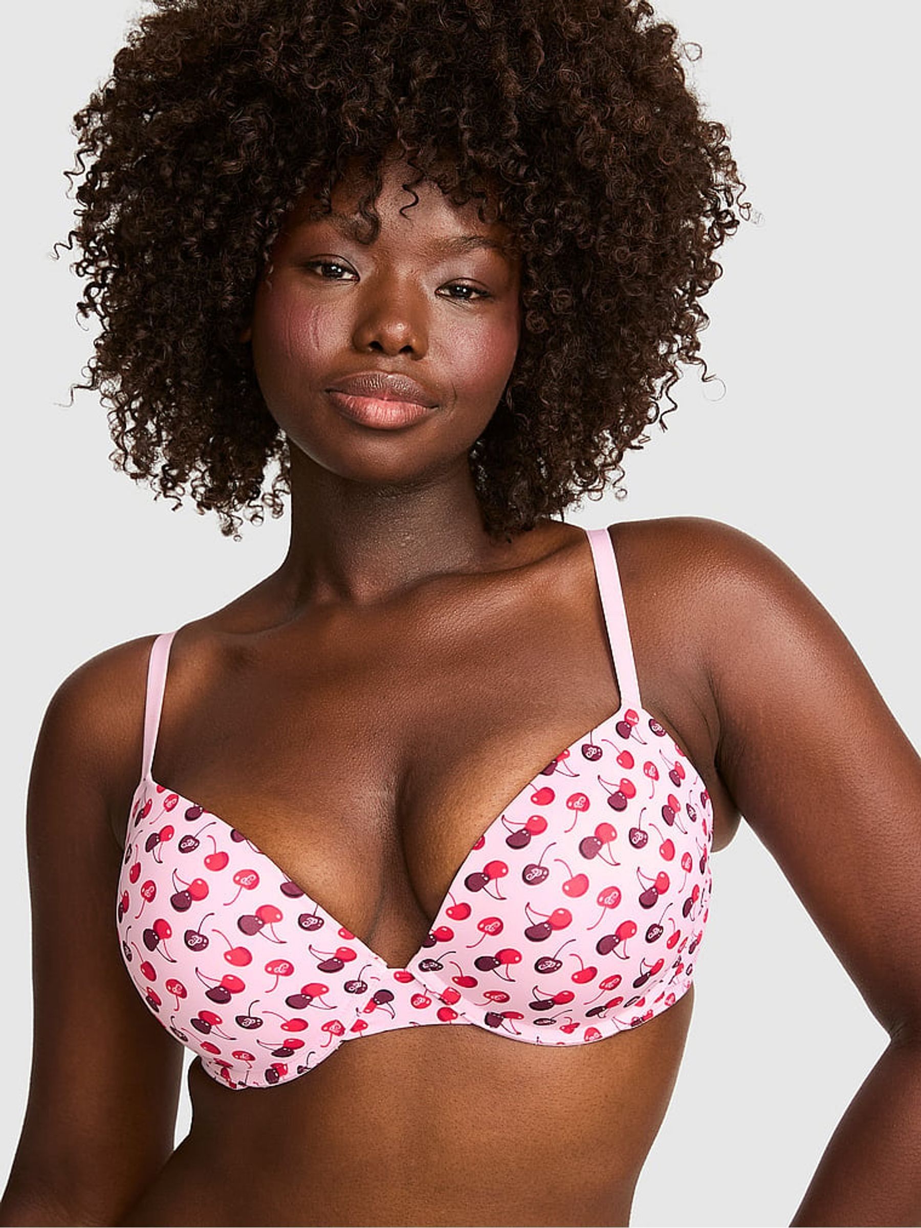 Pink Tulip Cherry Print - Super Push Up Bra