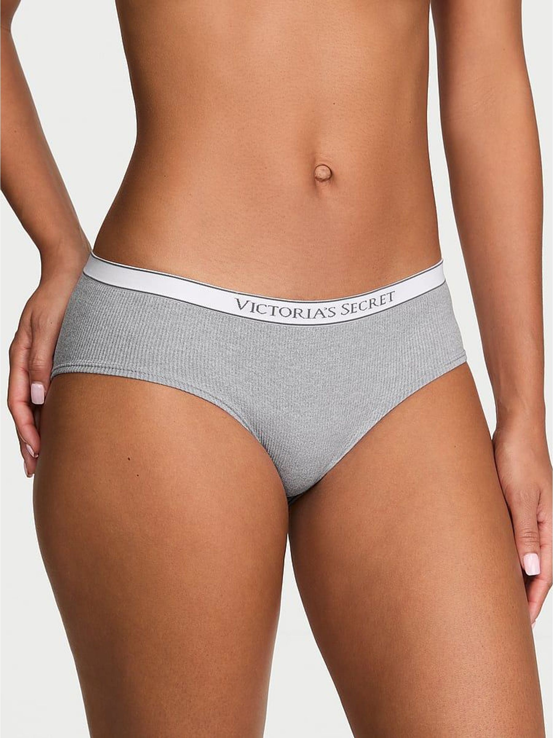 Medium Heather Grey - Hipster Logo Ribbed Knickers