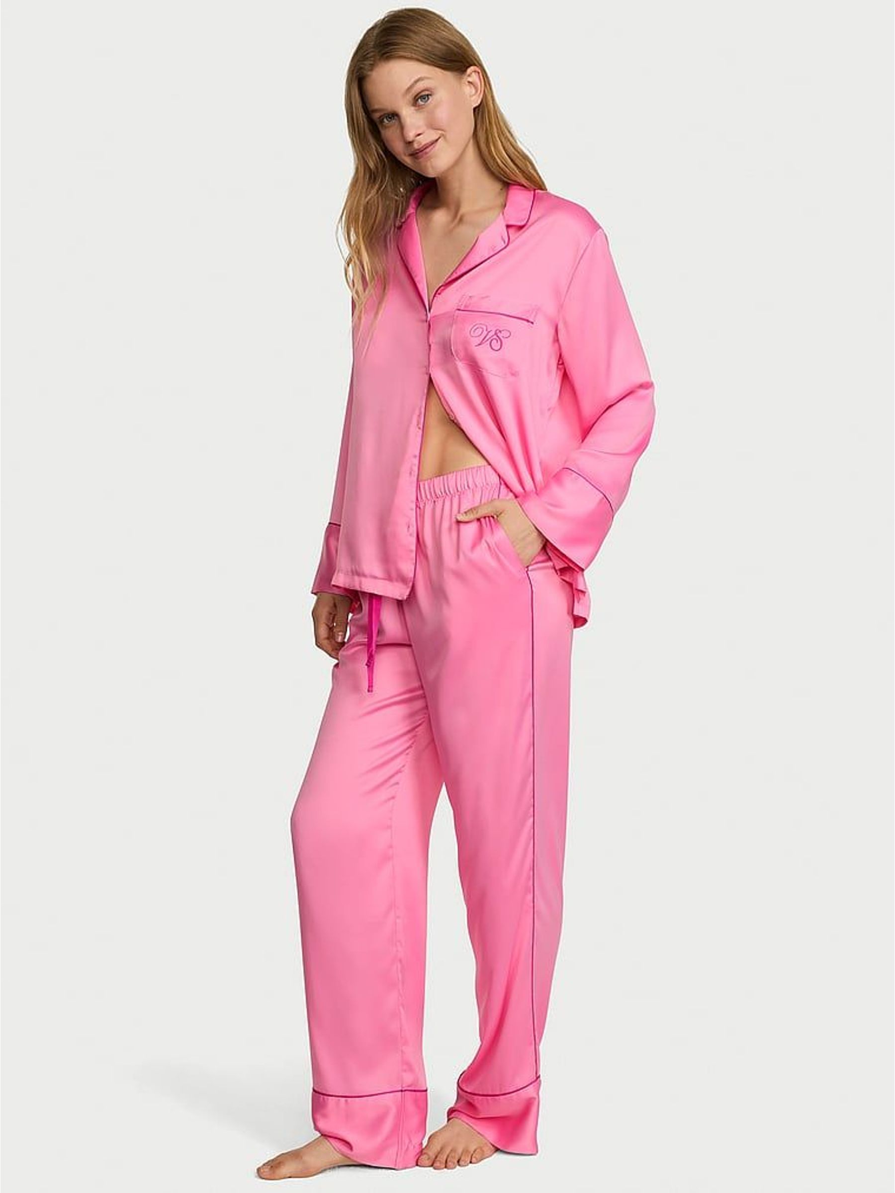 Sexy Little Pink - Satin Long Pyjamas Set