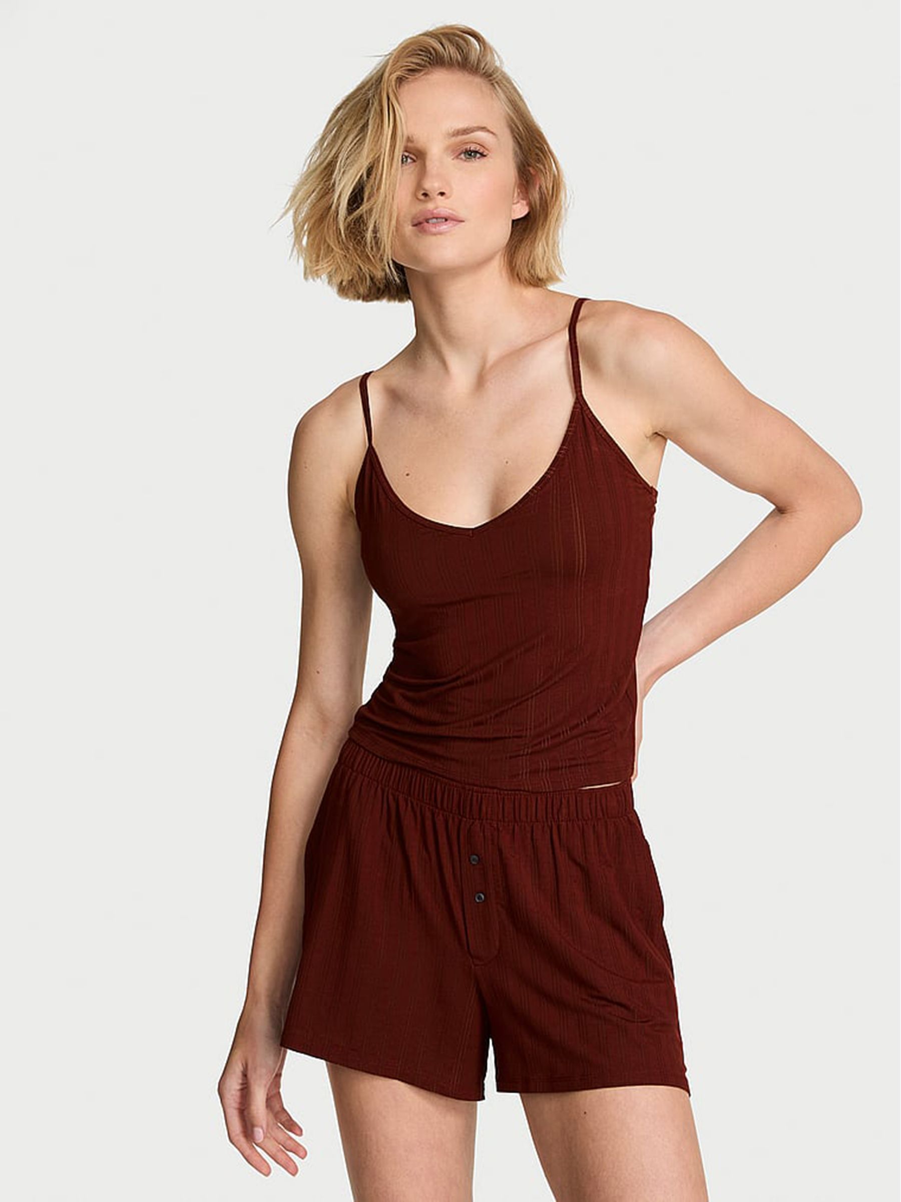 Cherrywood Brown - Modal Ultra Fine Cami Shorts Set