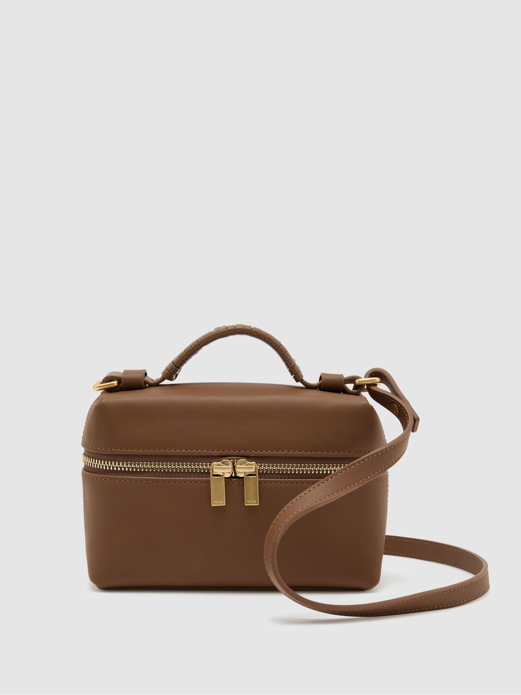 Tan - Leather Vanity Crossbody Bag
