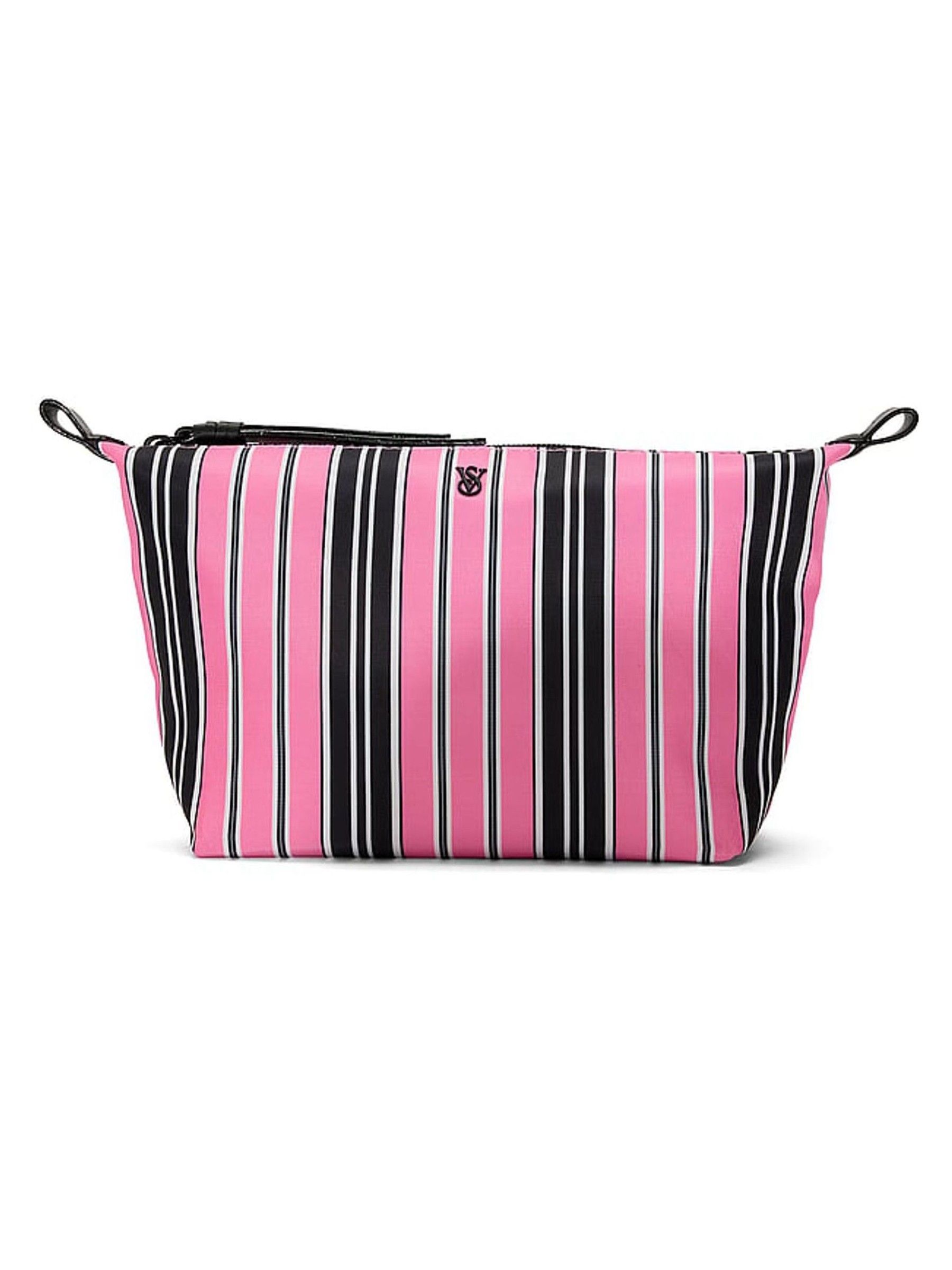 Pink Black Stripe - Am/pm Makeup Bag Duo 2 Piece