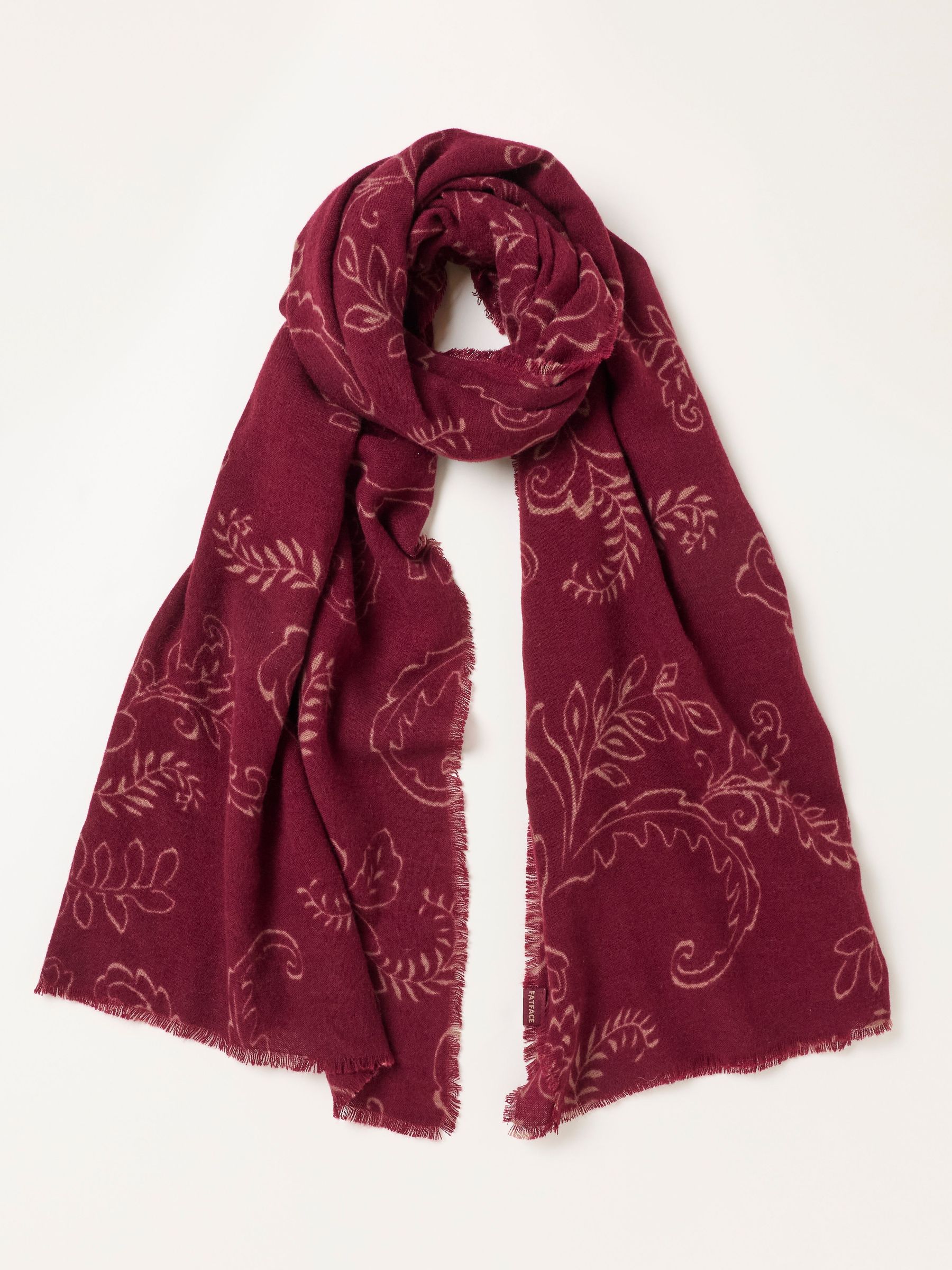 Burgundy Red - Paisely Midweight Scarf