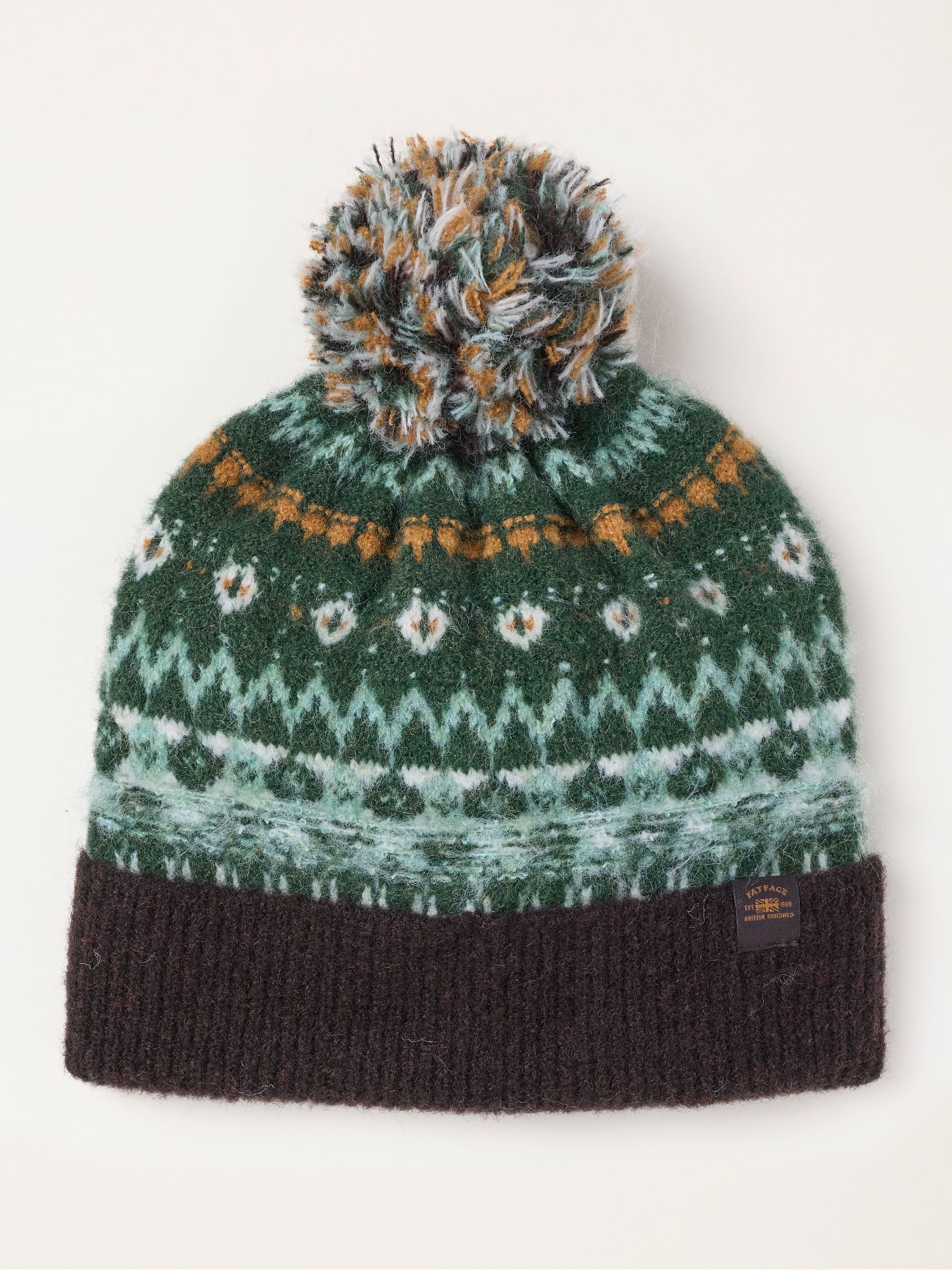 Green - Regular Fairisle Bobble Hat