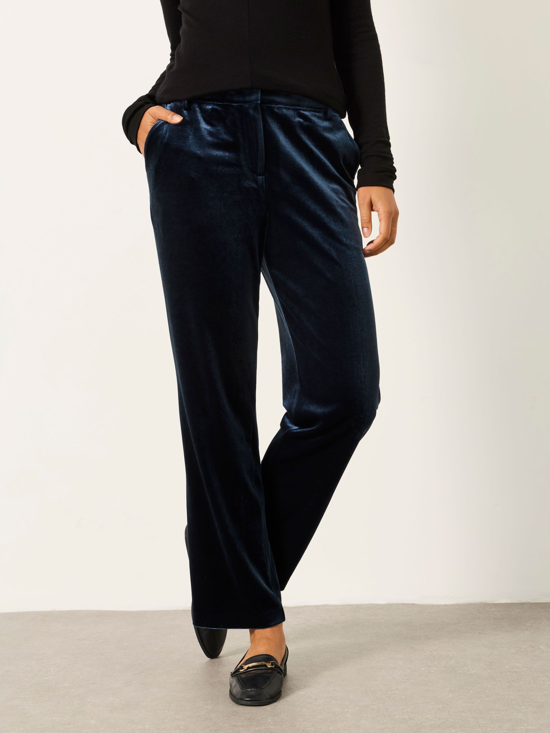 Blue - Tapered Velvet Trousers