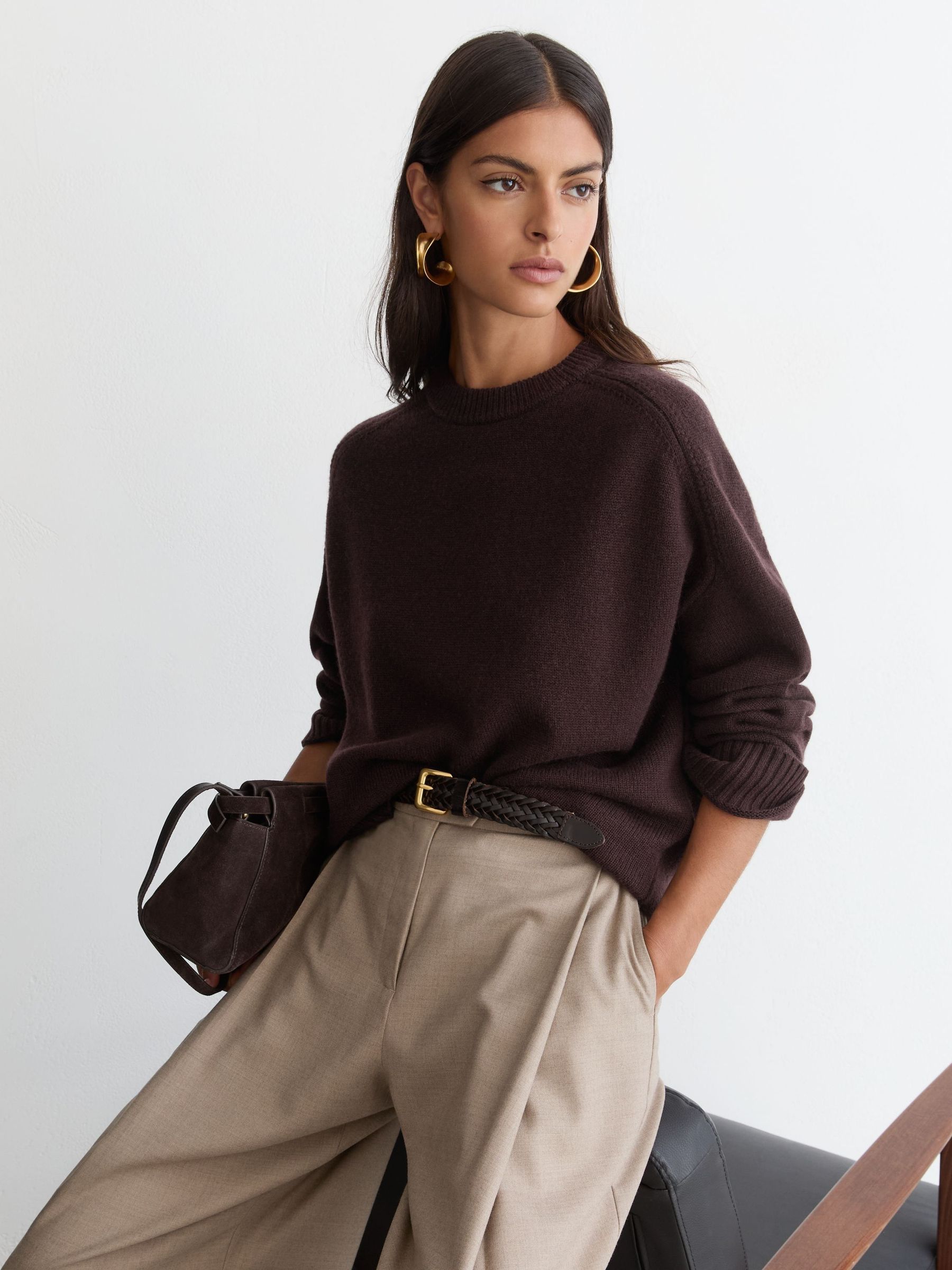 bordeaux raisin - Wool-cashmere Crew-neck Raglan Jumper