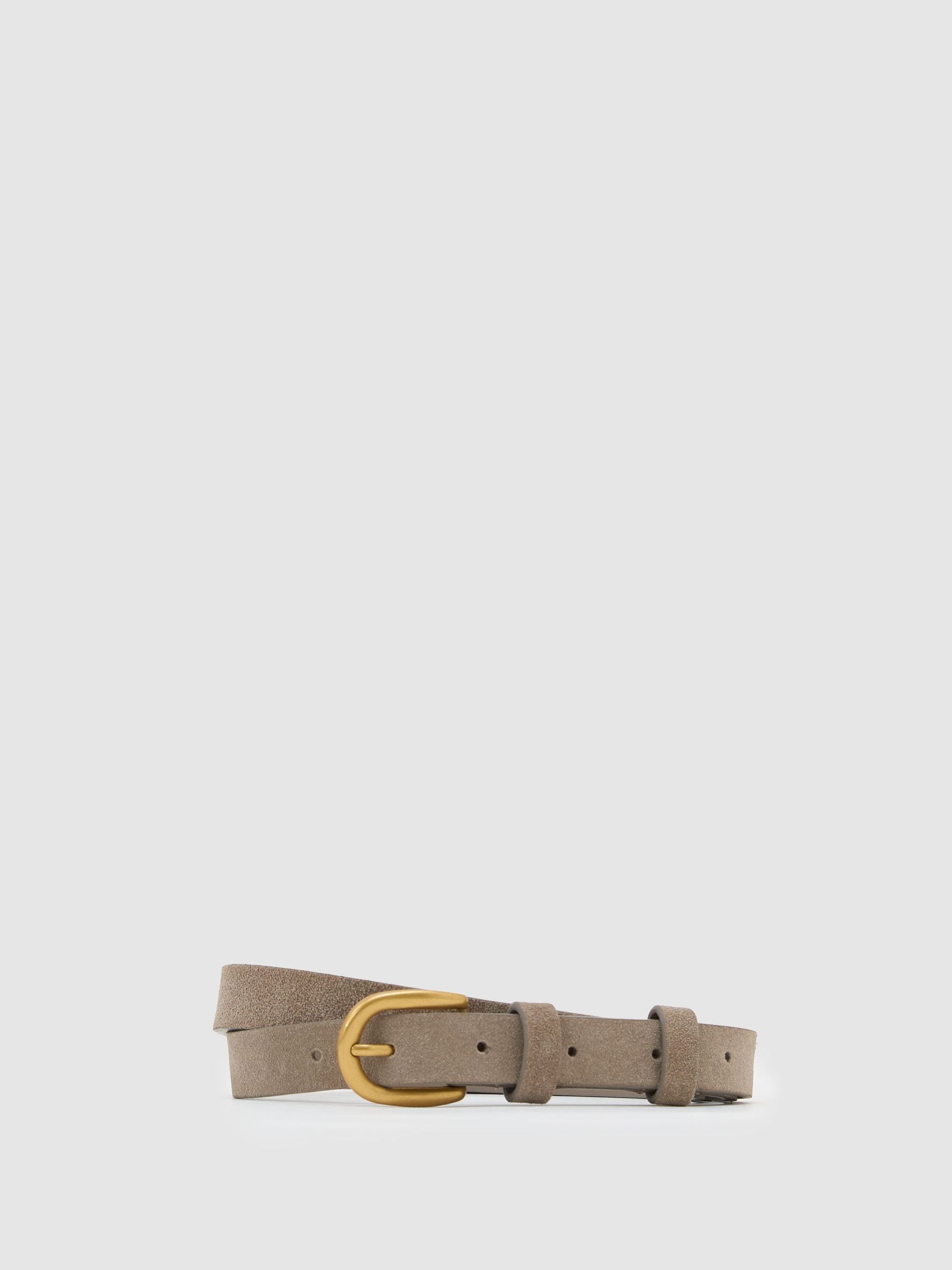 Ανοιχτό γκρι - Suede Tie Curved-buckle Belt