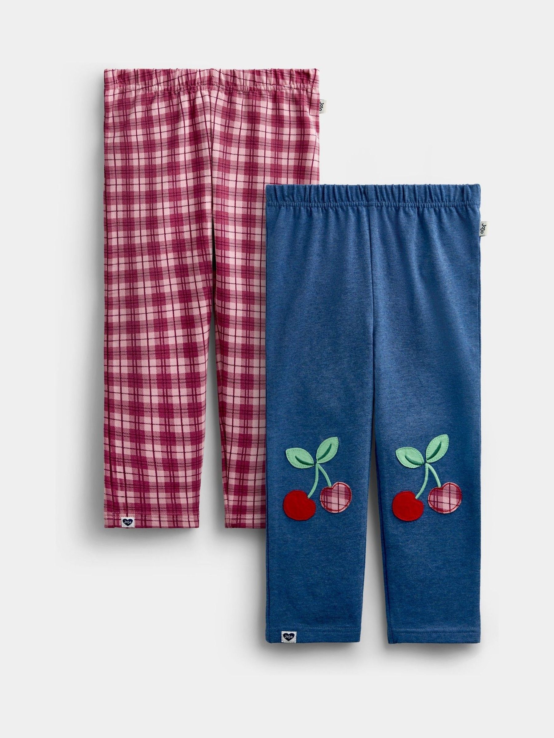 Blue Marl Cherry Gingham - 2 -pack Appliqué & Check Leggings