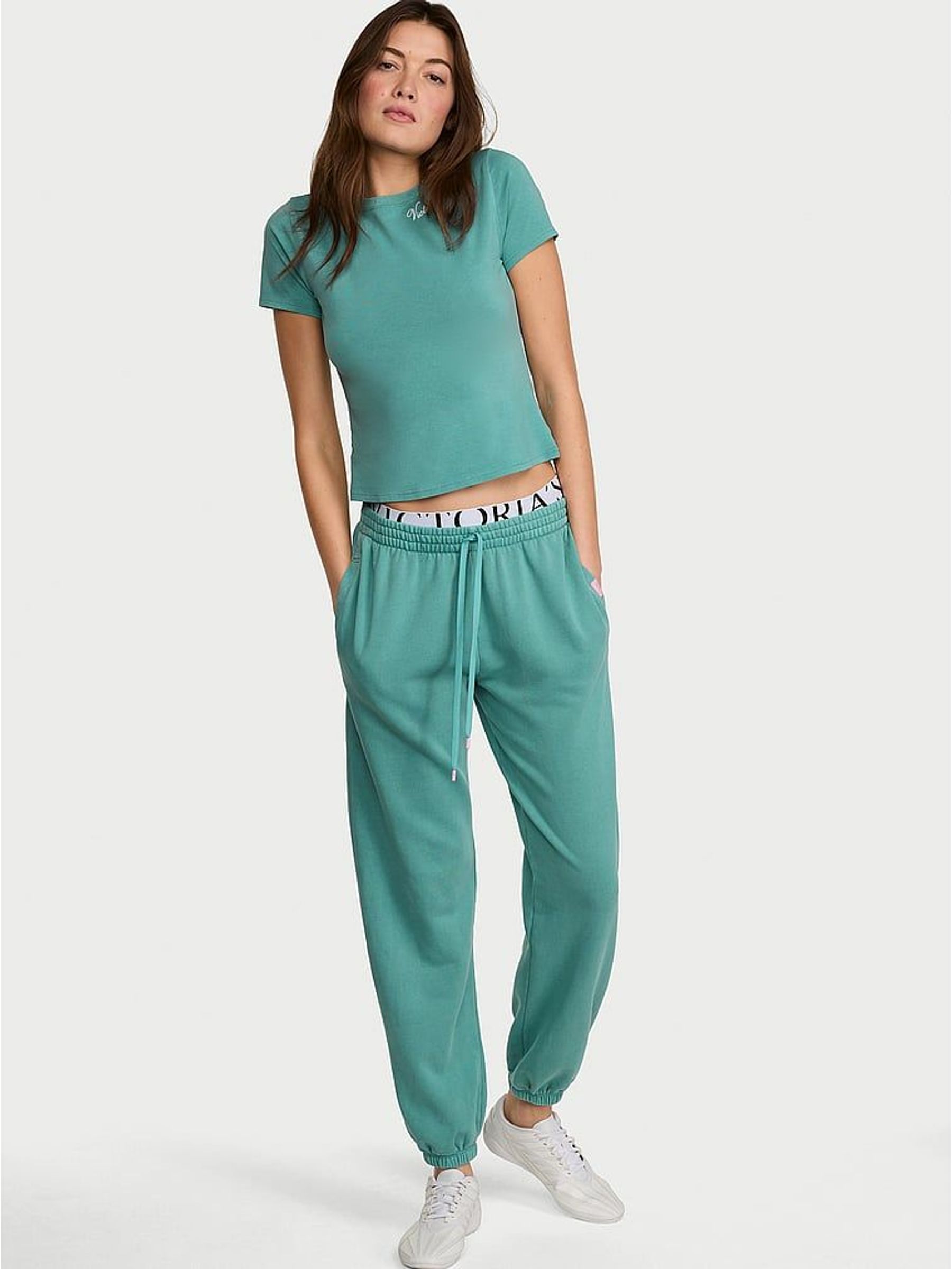 Dusty Turquoise Blue - Cuffed Fleece Joggers