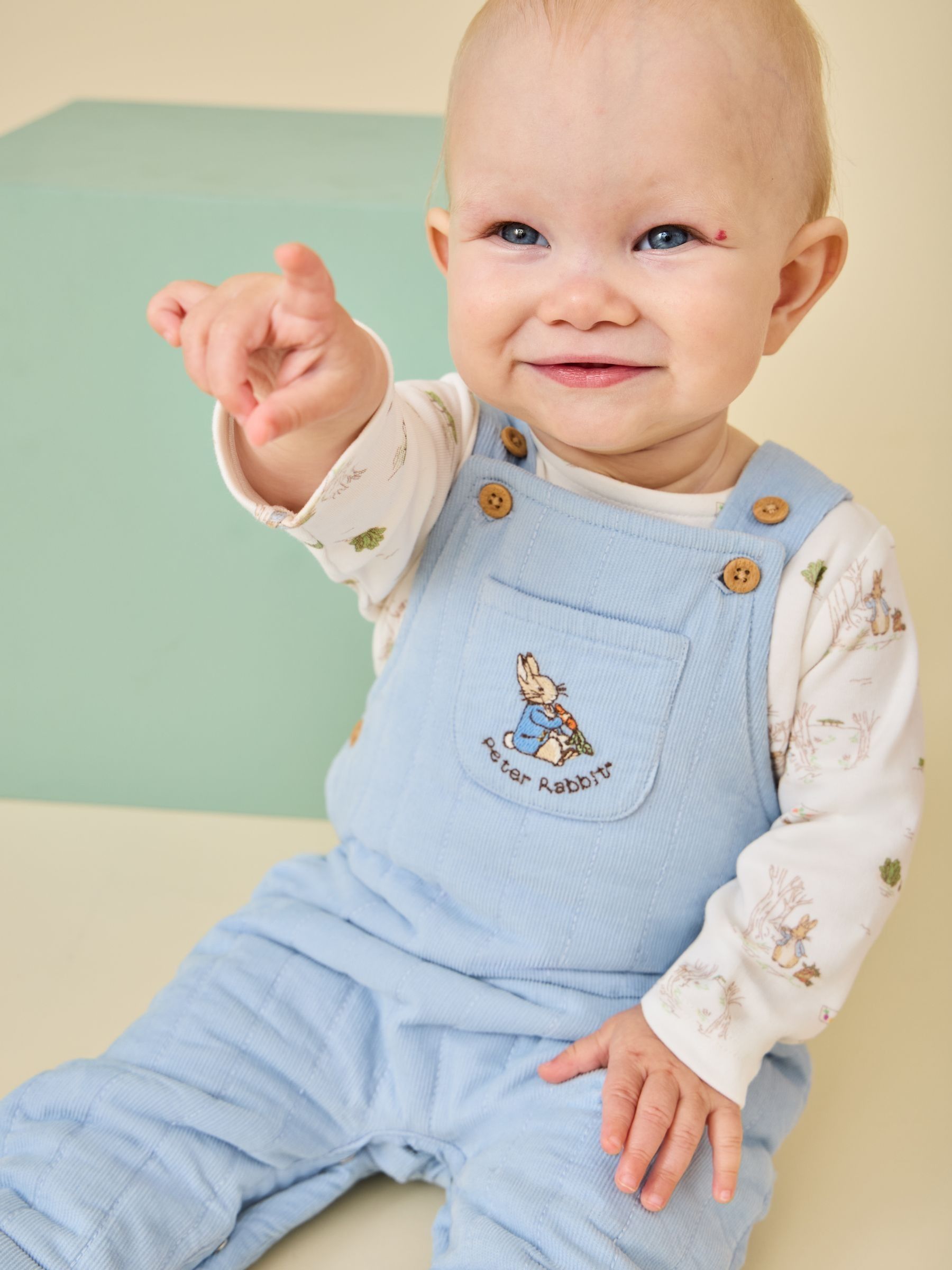 Light Blue Peter Rabbit - Quilted Dungaree & Bodysuit Set