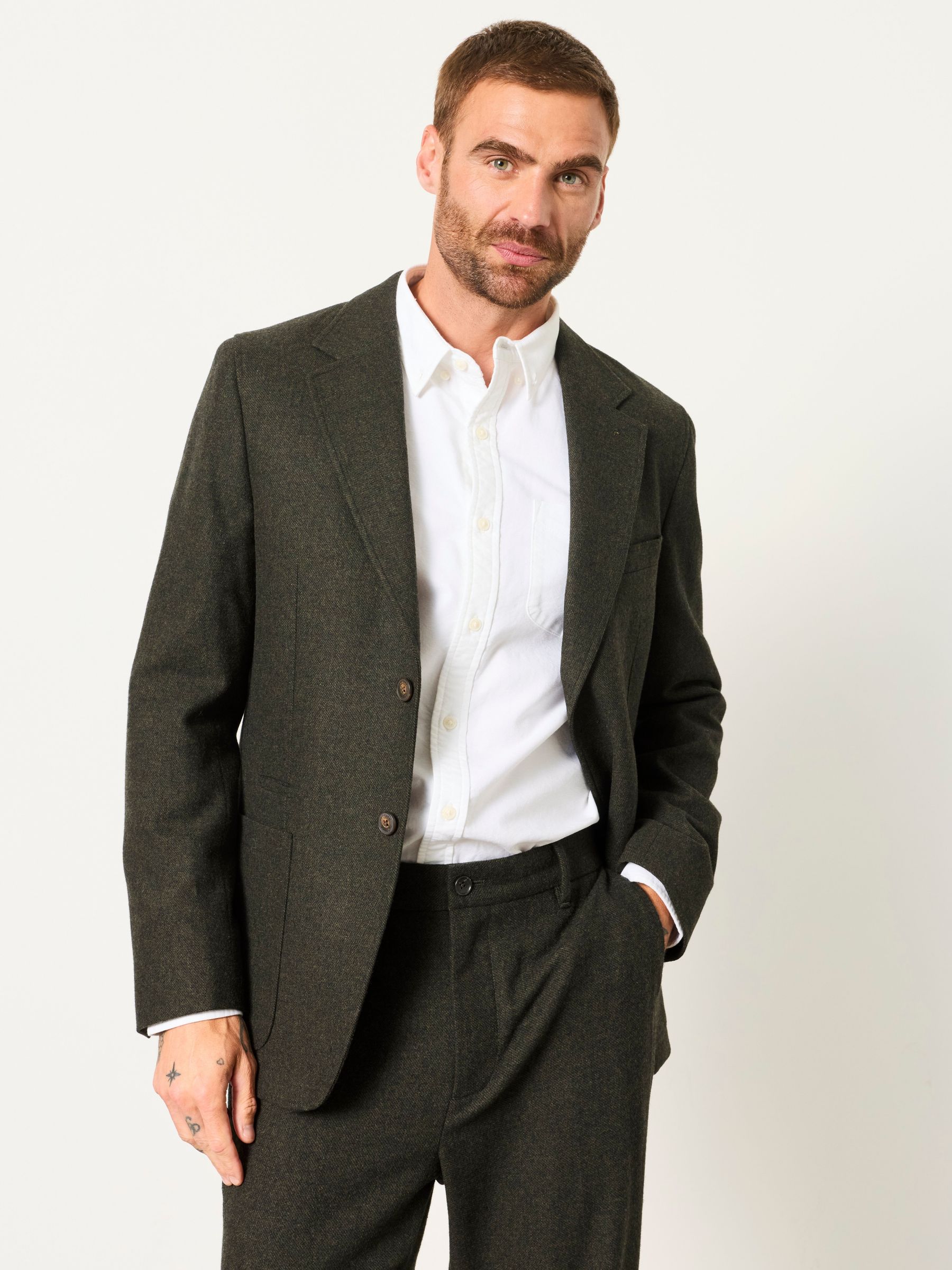 Dark Green - Regular Wool Mix Blazer