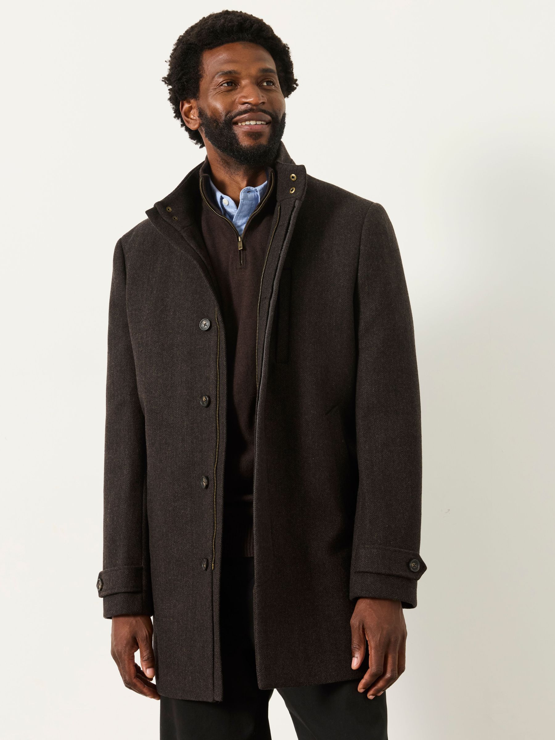 Dark Brown - Regular Wool Mix Overcoat
