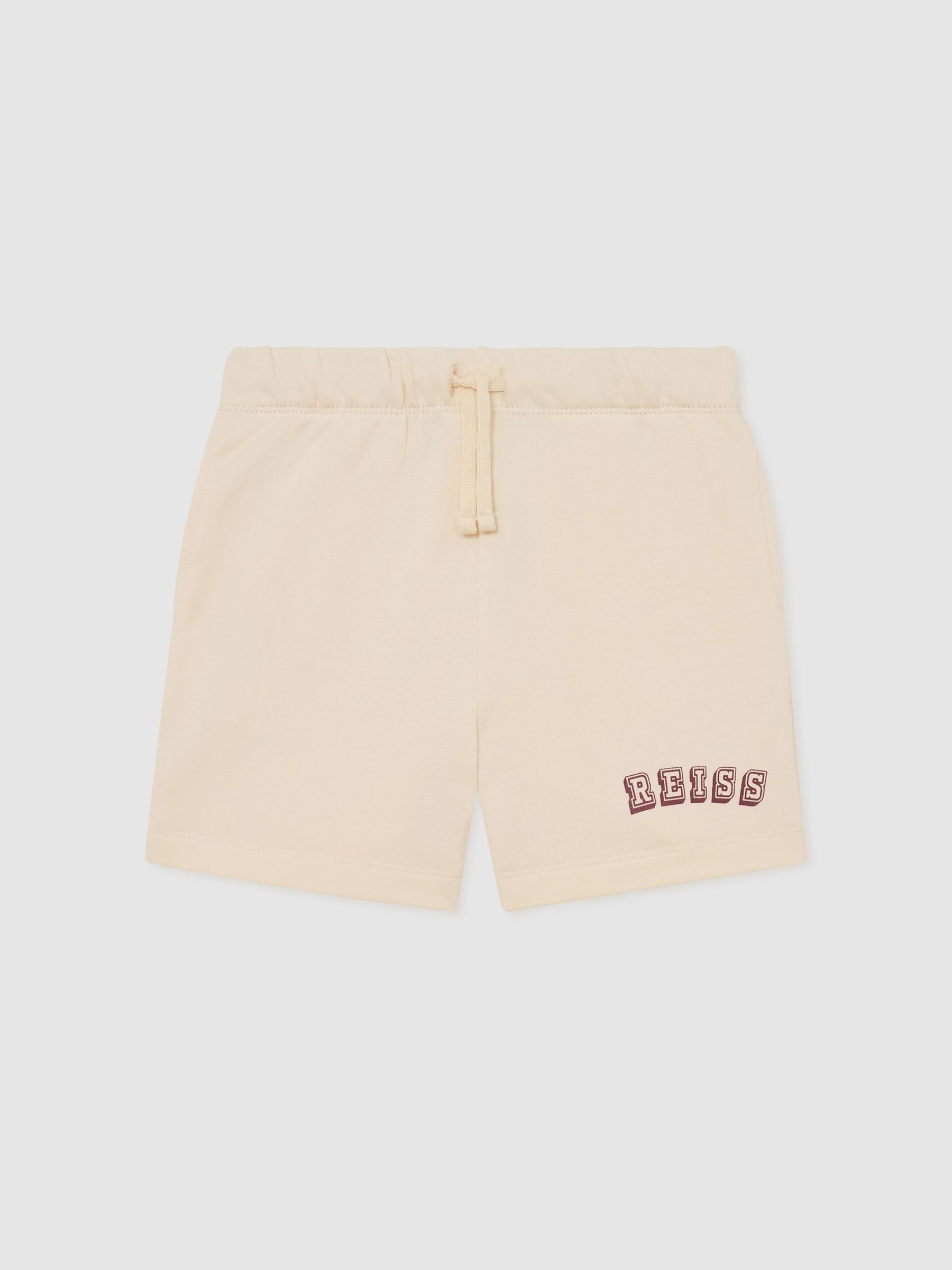 Cotton Logo Drawstring Shorts in Off White/Brick (G58205) | CA$70