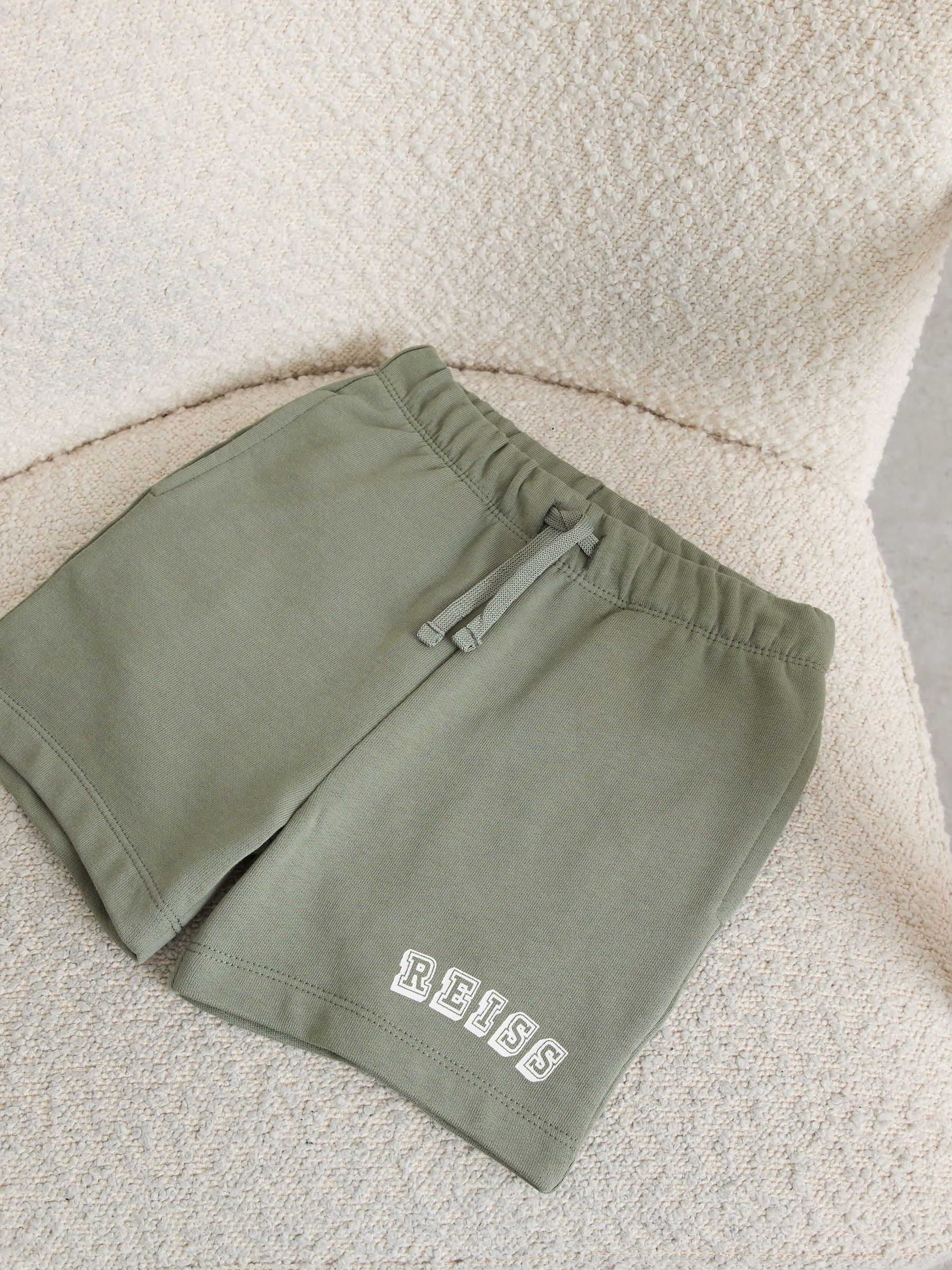 Cotton Logo Drawstring Shorts in Sage/Off White (G58715) | SGD 55