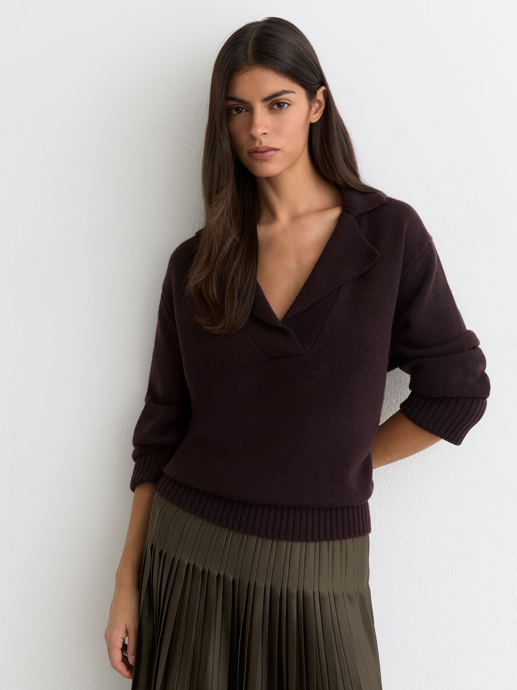 Wool-Cashmere Collared Knit Jumper in Plum Purple (G61862) | kr2 080