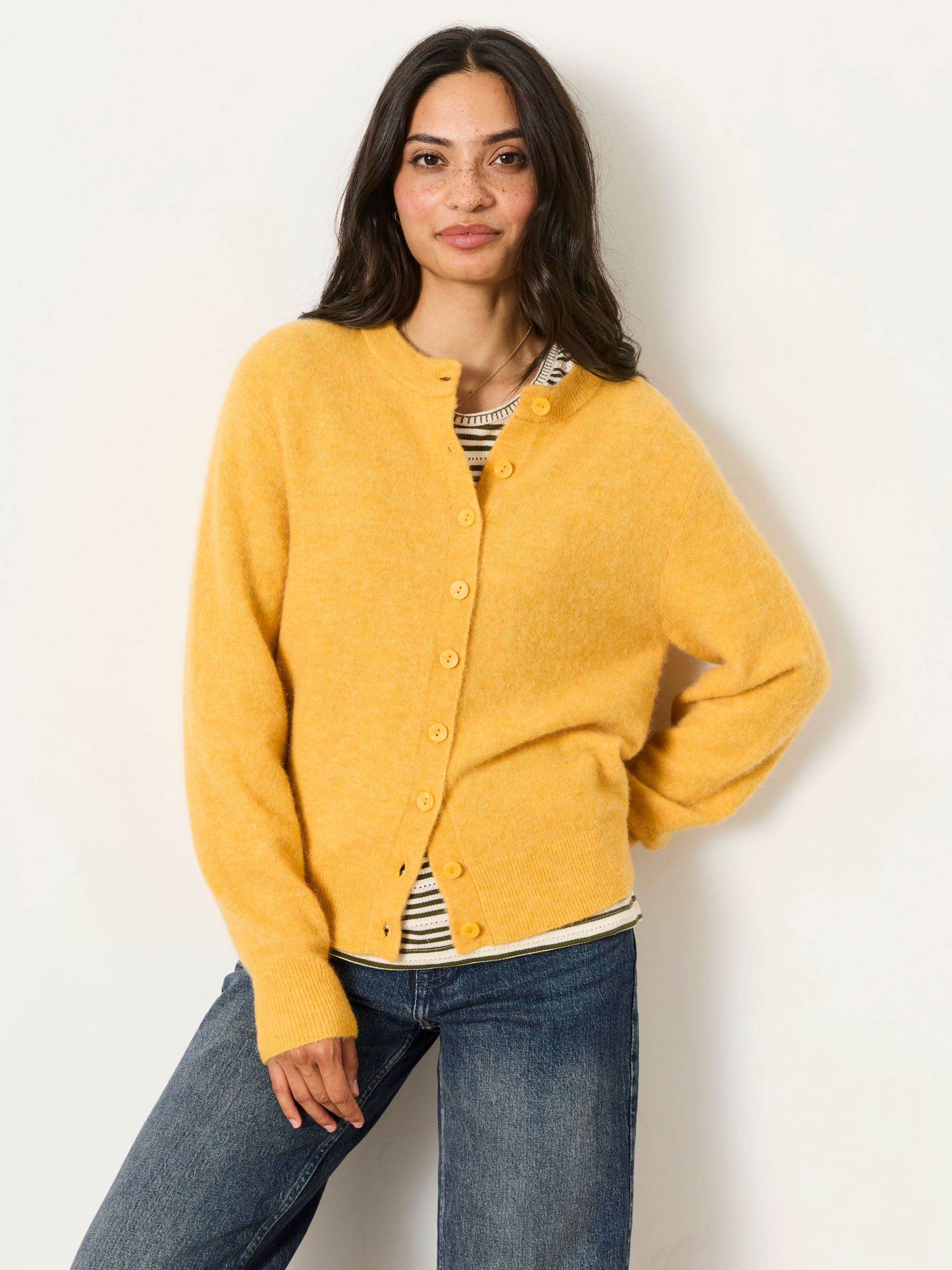 Mustard Yellow - Wool Rich Soft Knit Button Front Cardigan