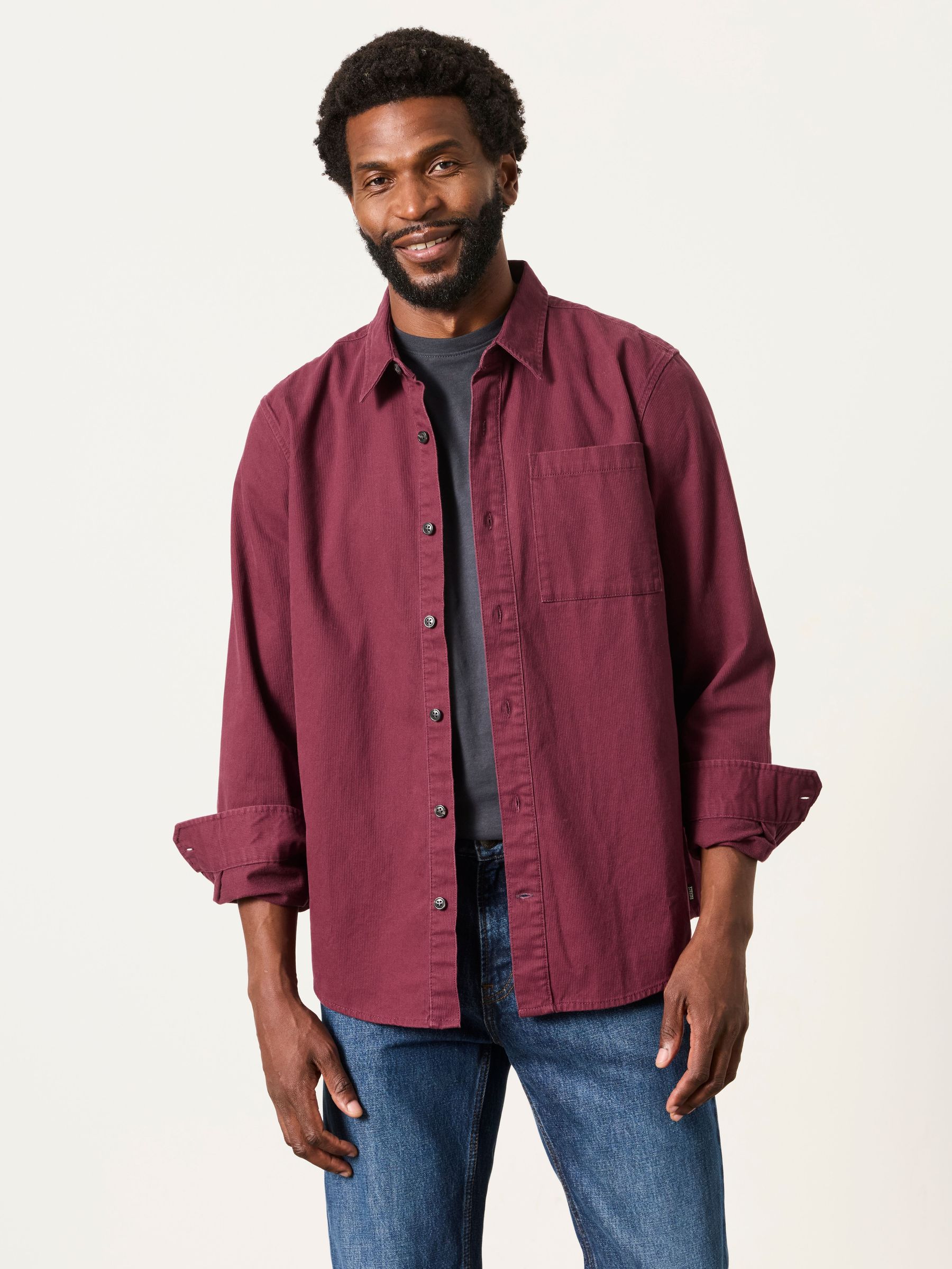 Burgundy Red - Regular Long Sleeve Cord Shirt