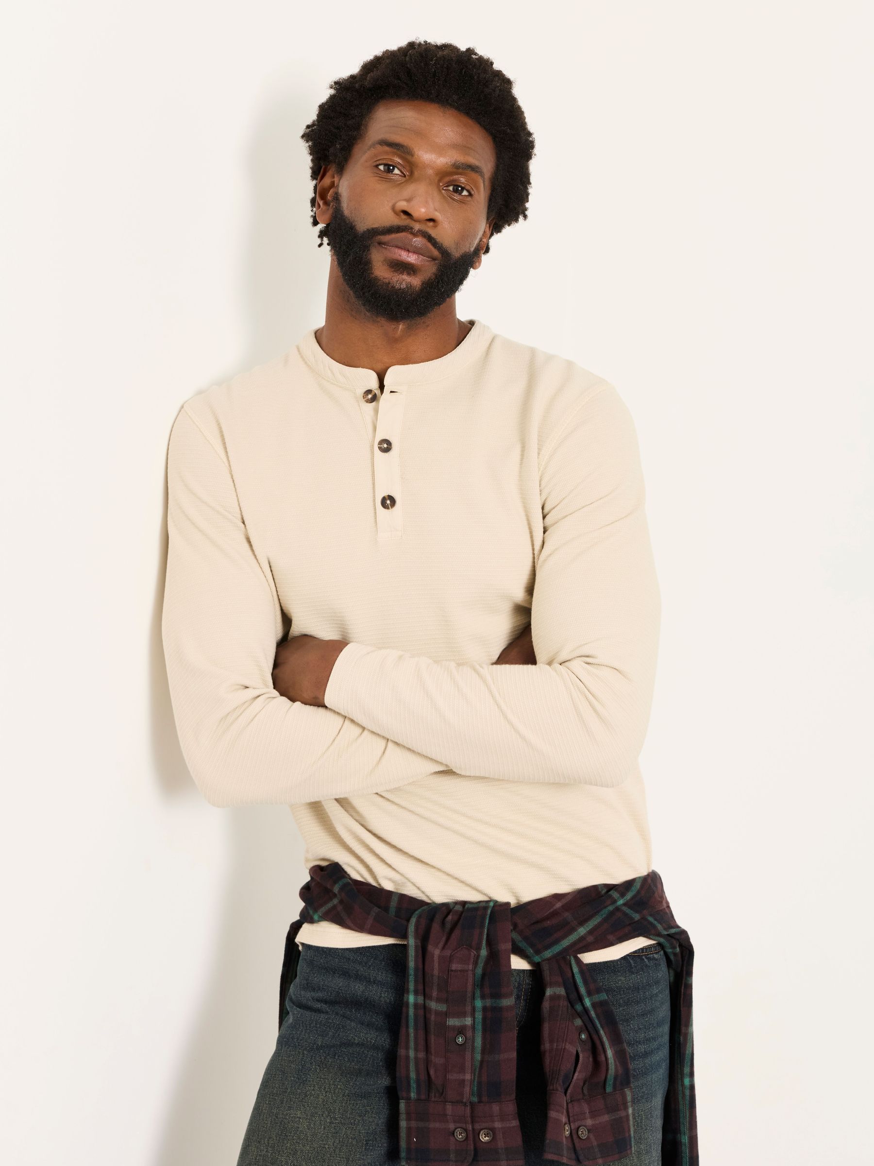 Stone - Regular Long Sleeve Textured T-shirt