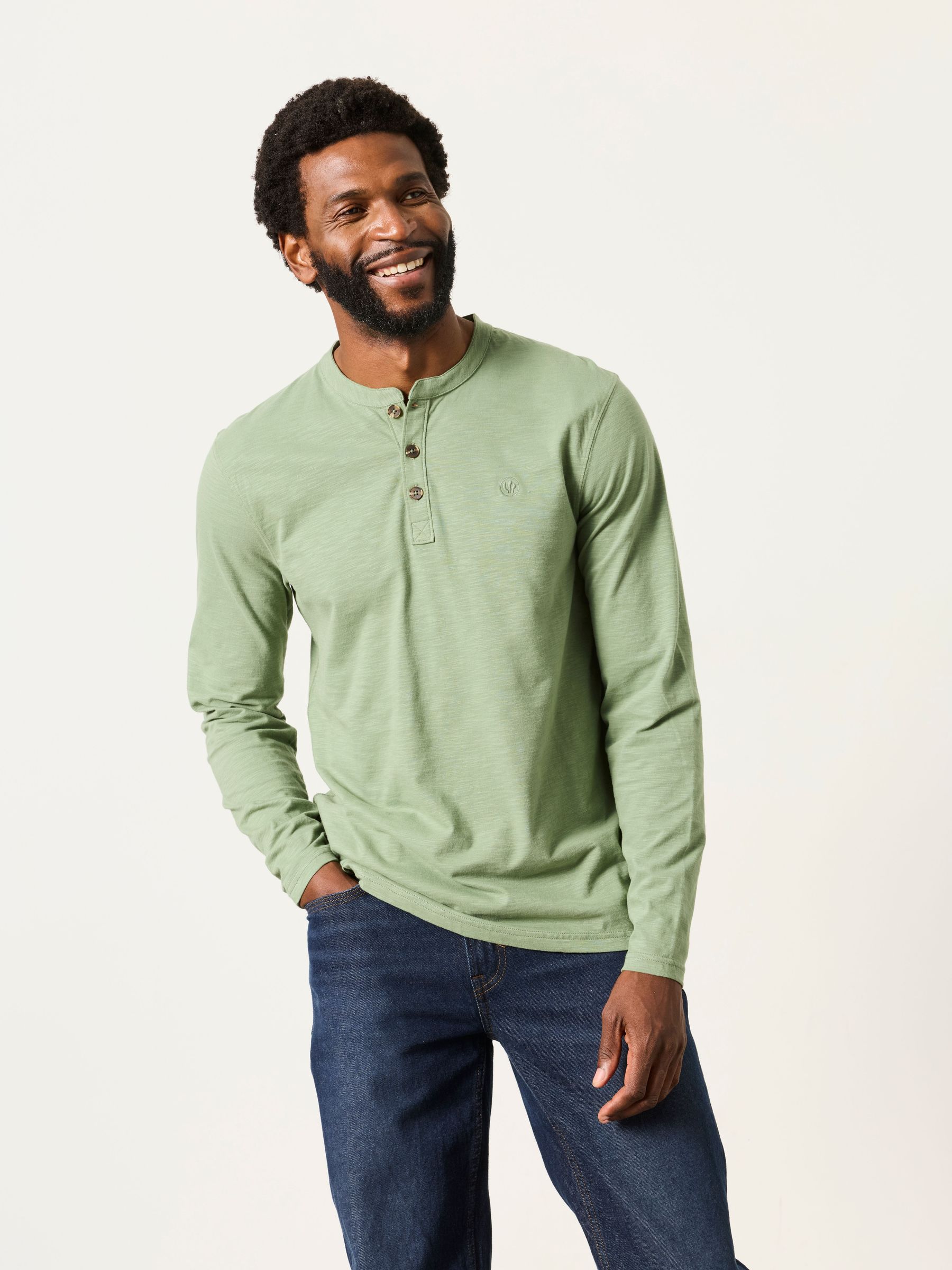 Dusky Green - Regular Long Sleeve Henley Top