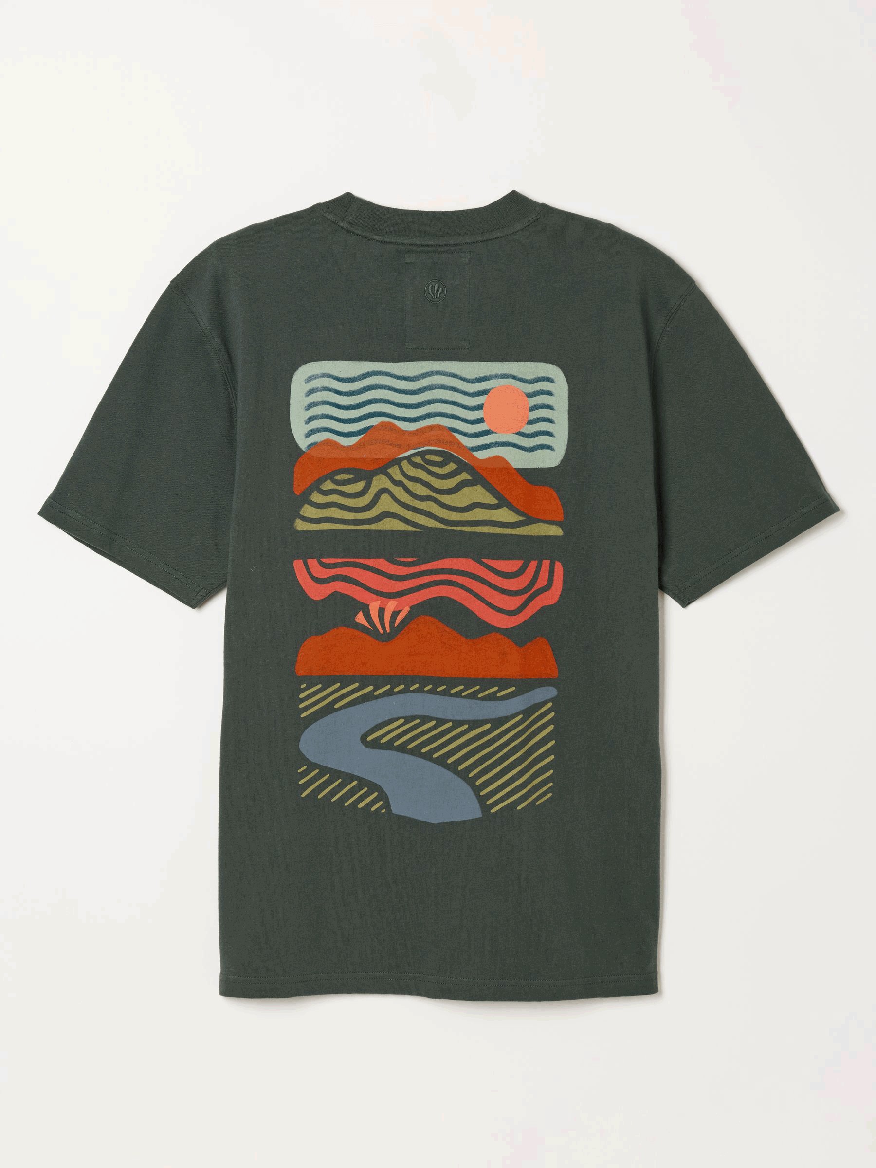 Dark Green - Regular Horizon Graphic T-shirt