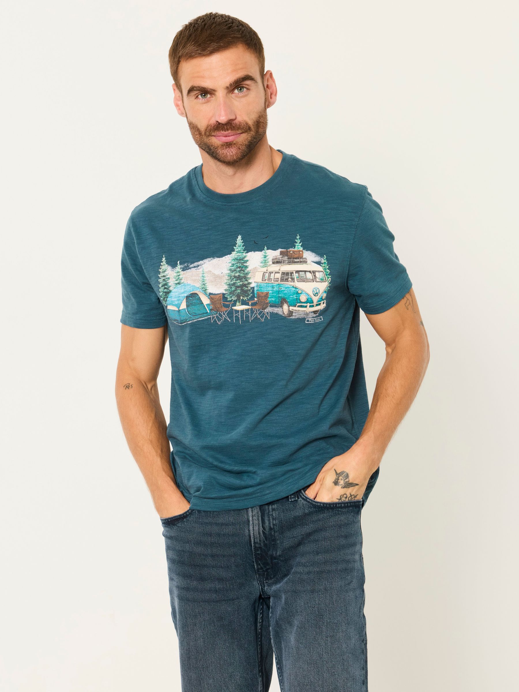 Navy - Regular Vw Camper Graphic T-shirt