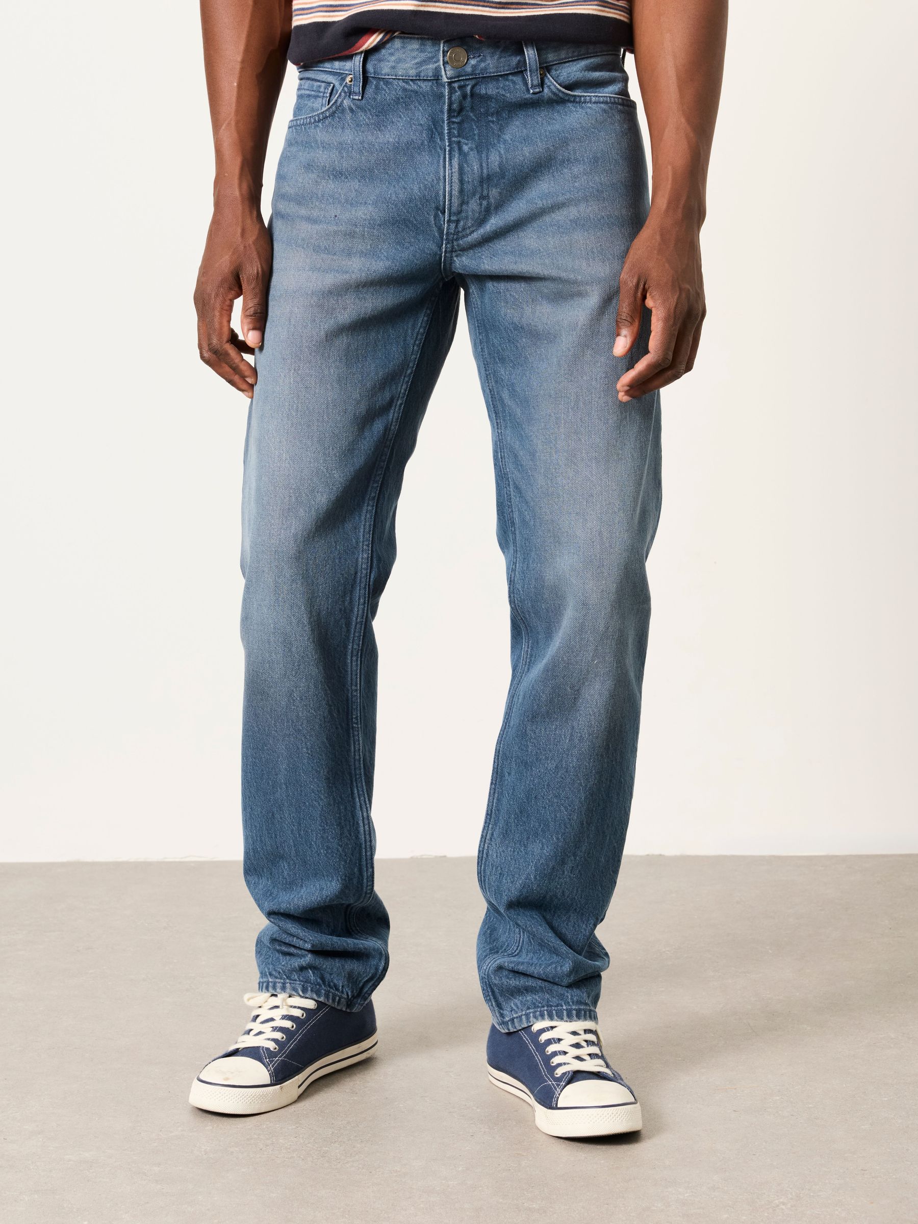 Mid Blue - Regular Straight Fit Jeans