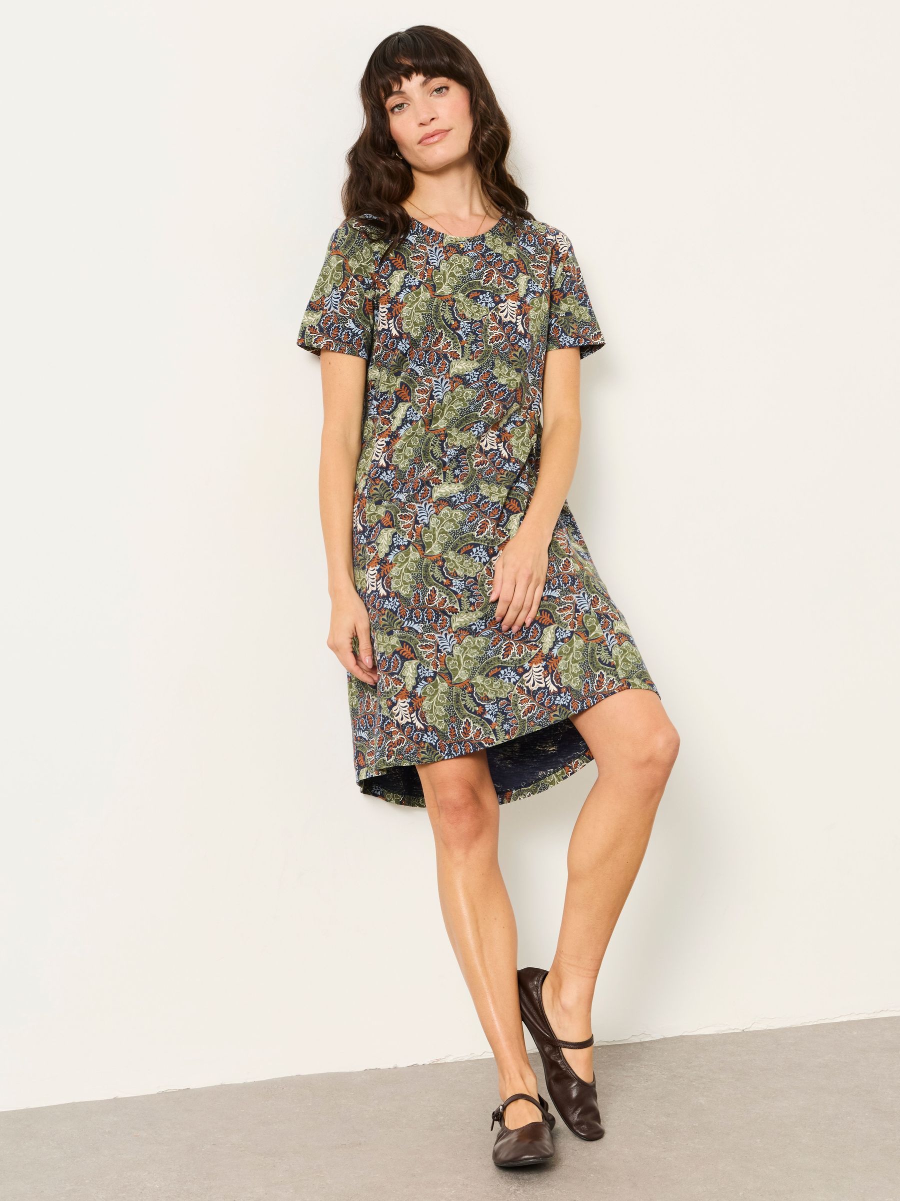 Navy Decorative Floral - Floral Jersey Dress