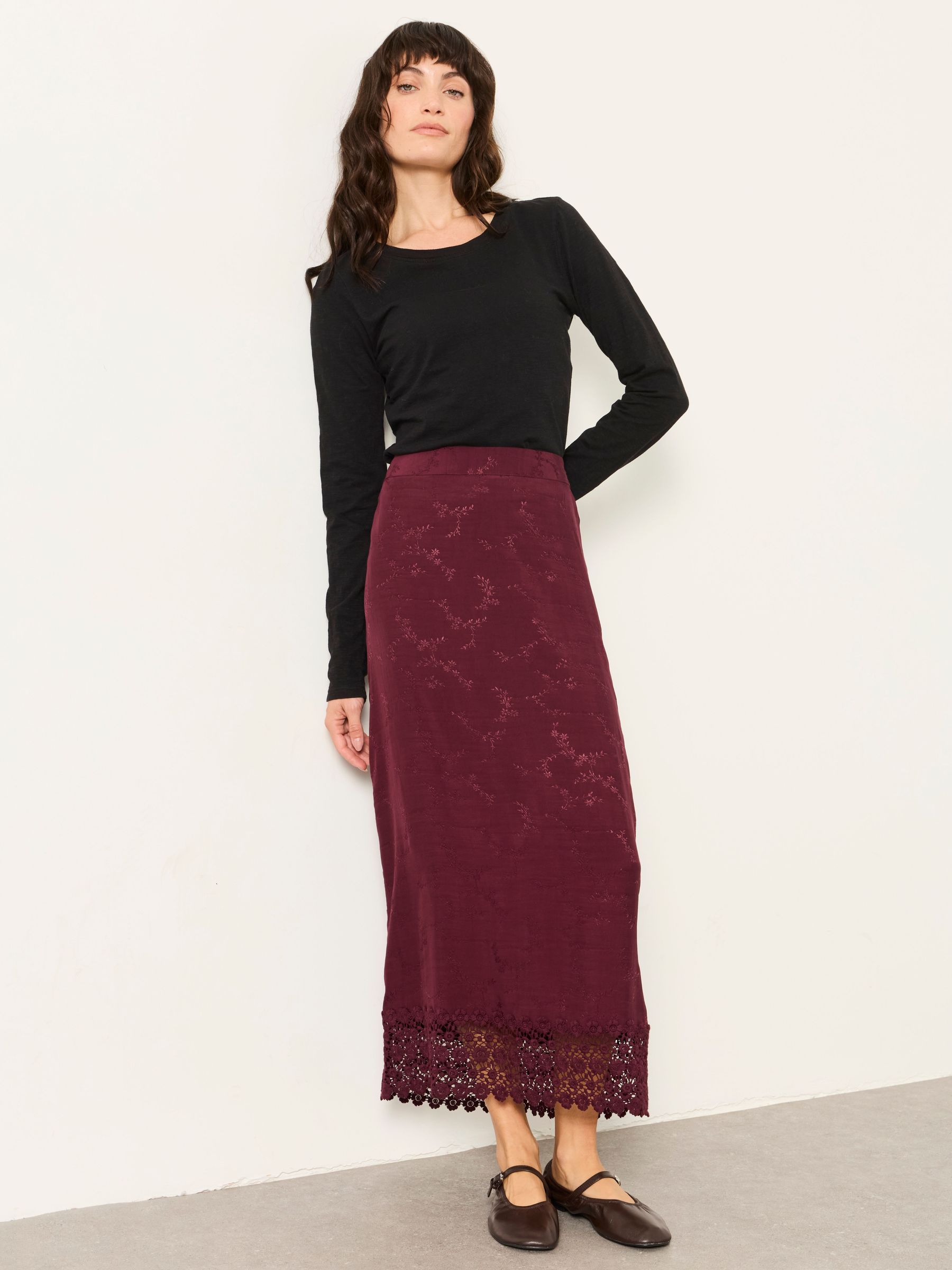 Dark Purple - Jacquard Midaxi Skirt