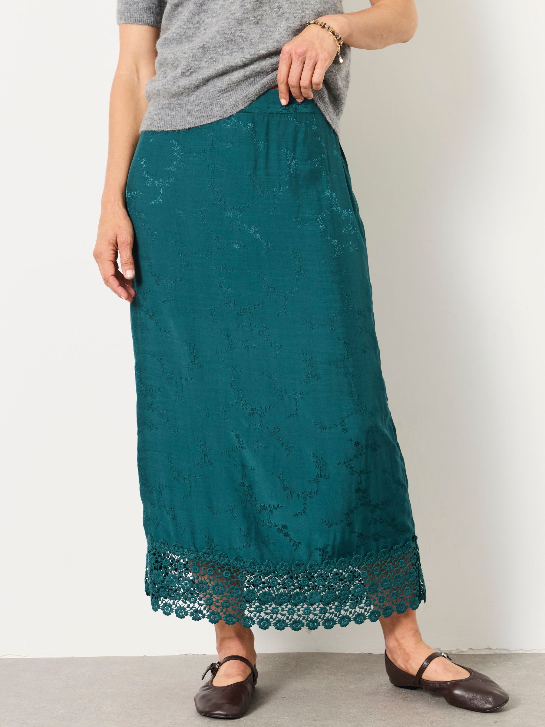 Teal Blue - Jacquard Midaxi Skirt