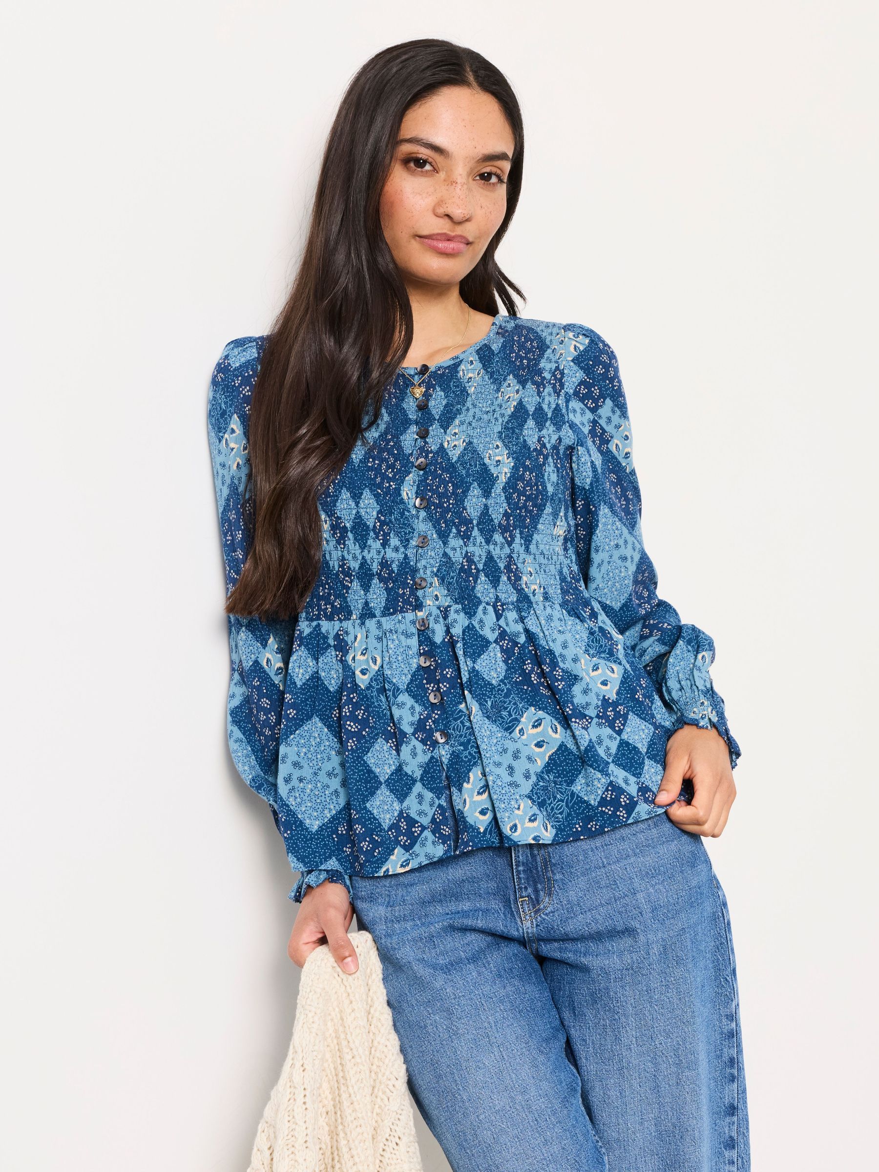 Blue Patchwork - Blouse
