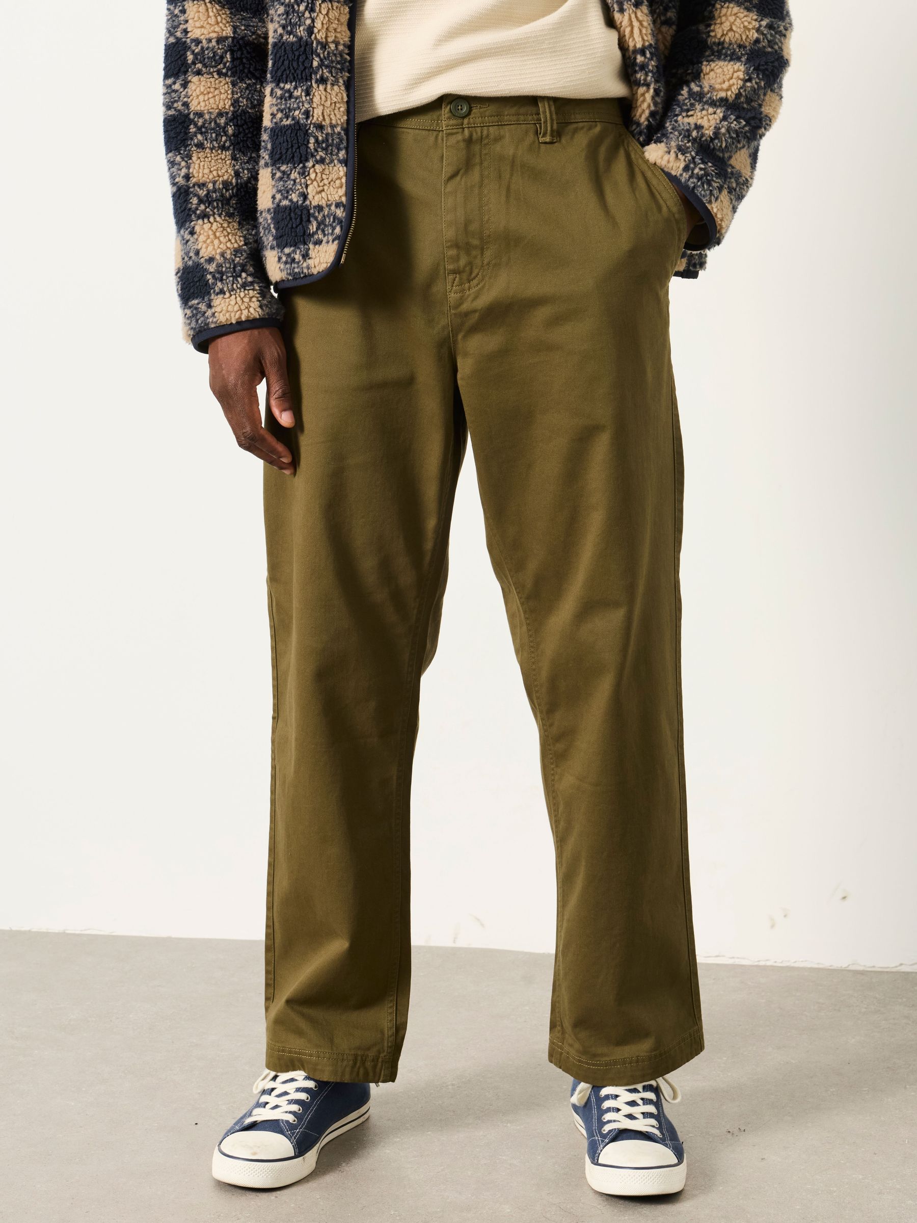 Khaki Green - Regular Relaxed Fit Chinos