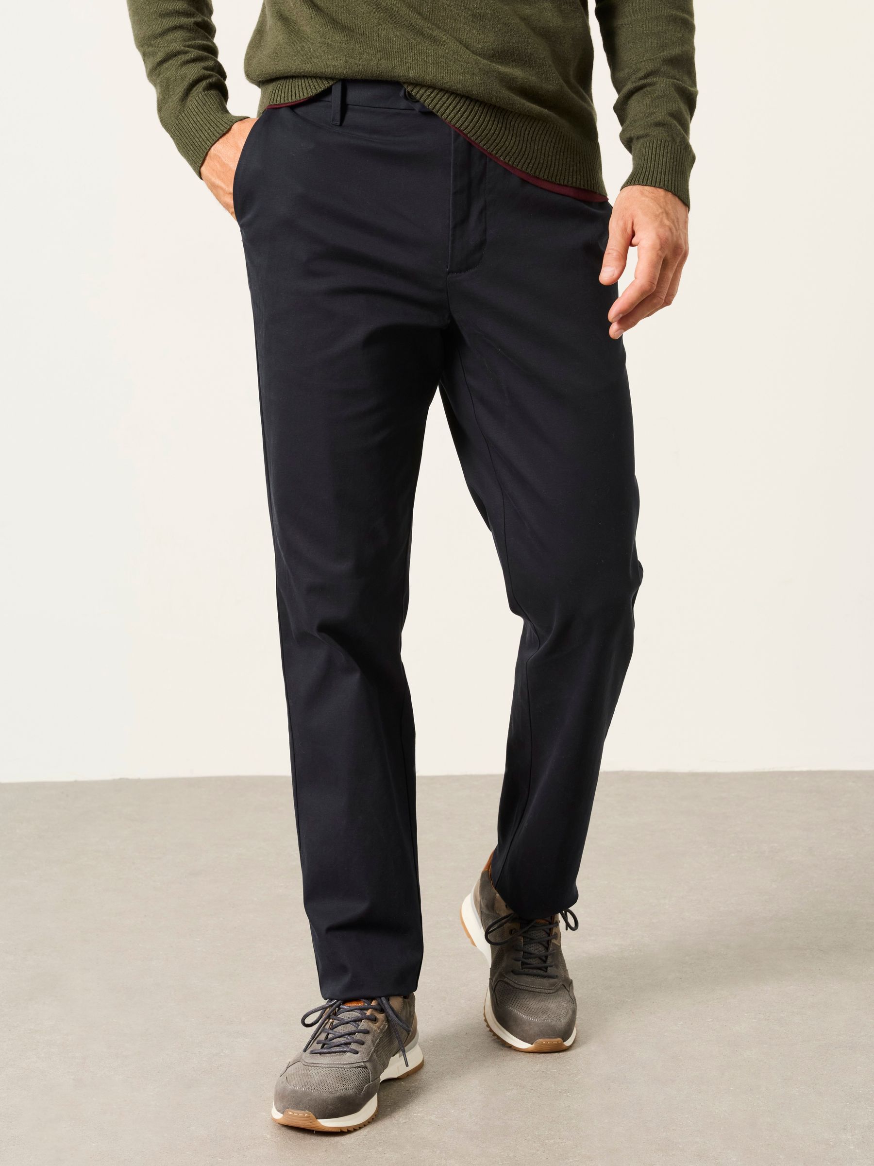 Navy - Regular Tailored Fit Smart Chino Trousers