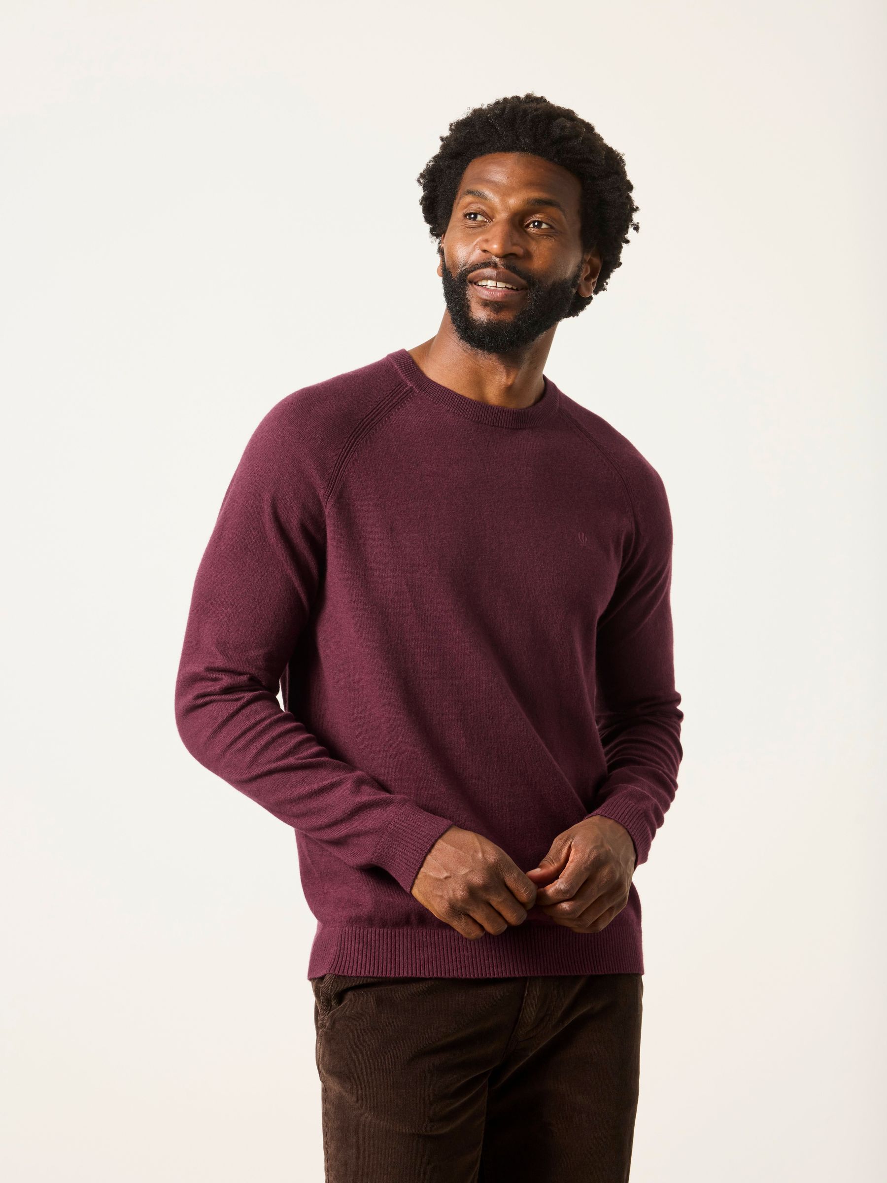 Burgundy Red - Regular Crew Neck Knitted Jumper