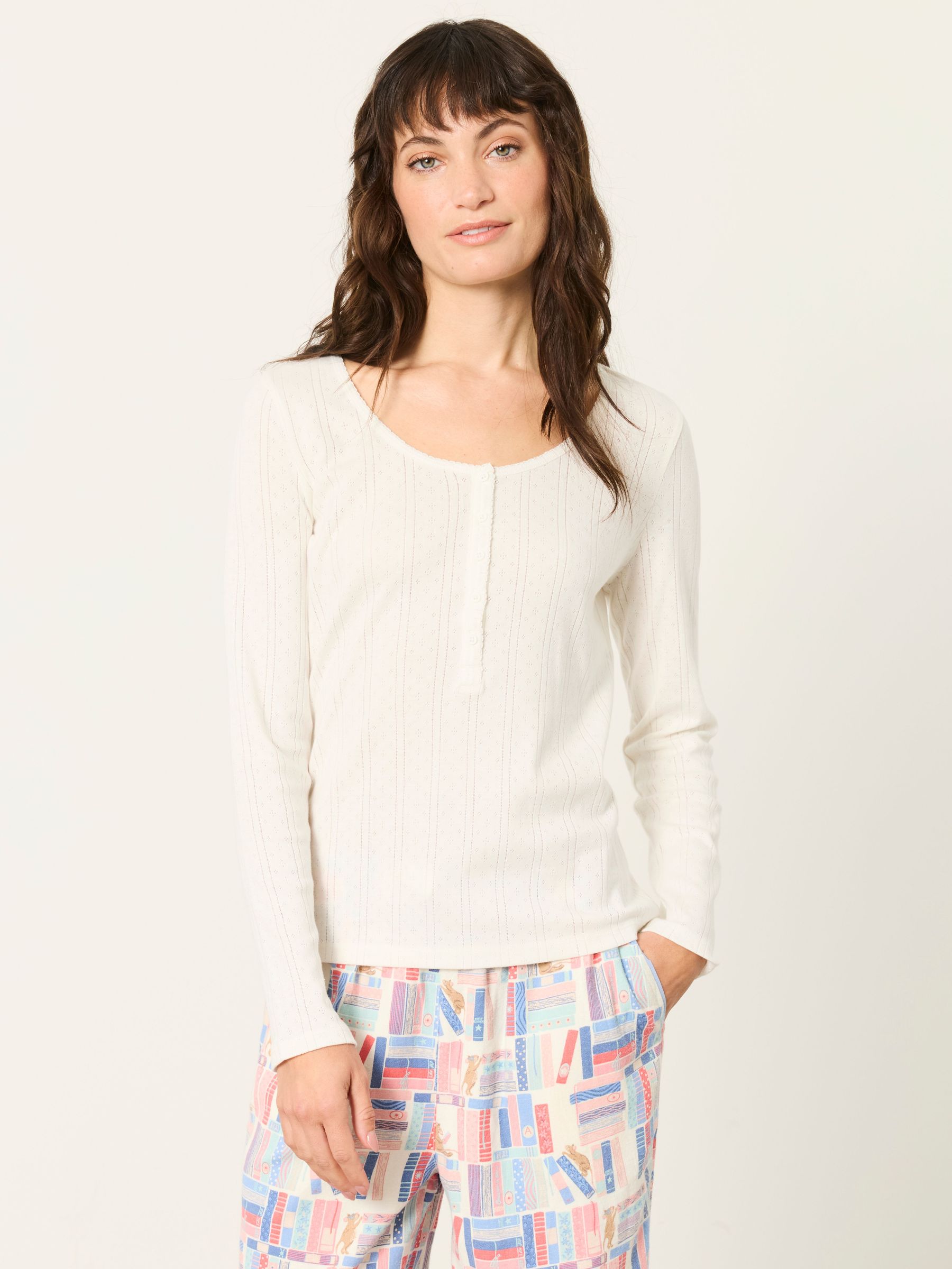 Ivory - Henley Pointelle Top