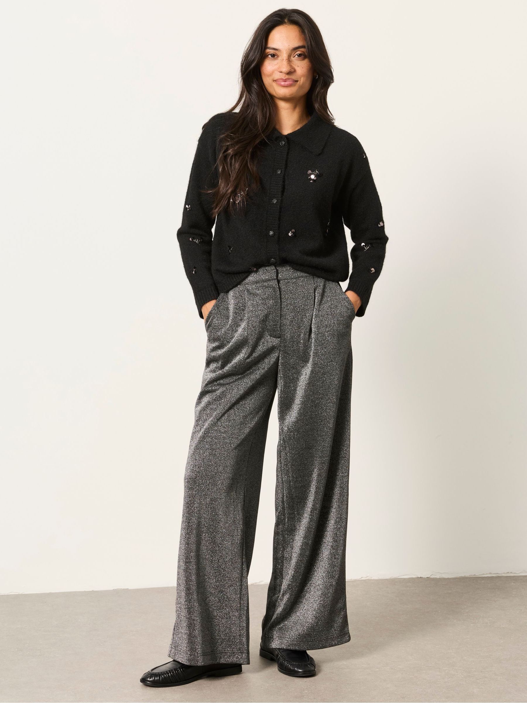 Gold - Sparkle Wide Leg Trousers