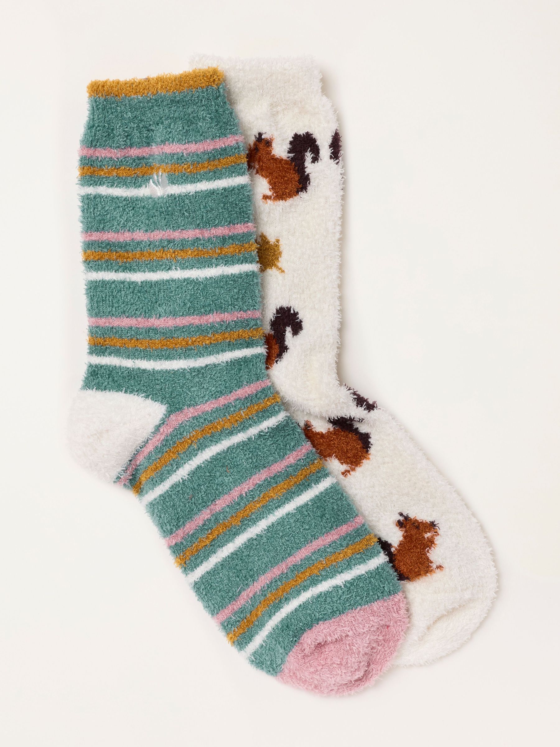 Ivory - 2 Pairs Of Fluffy Squirrel Socks