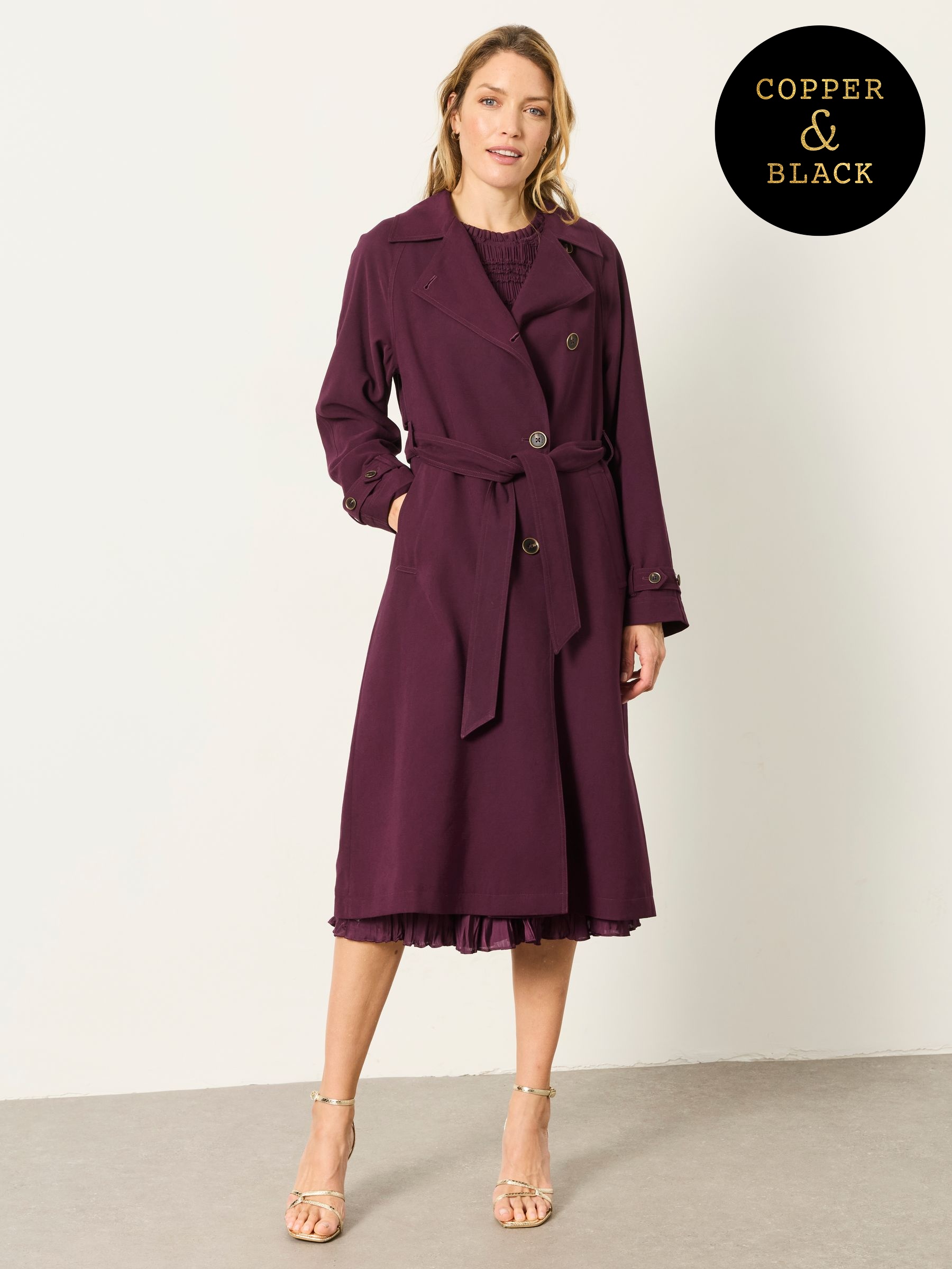 Wine - Longline Trench Coat