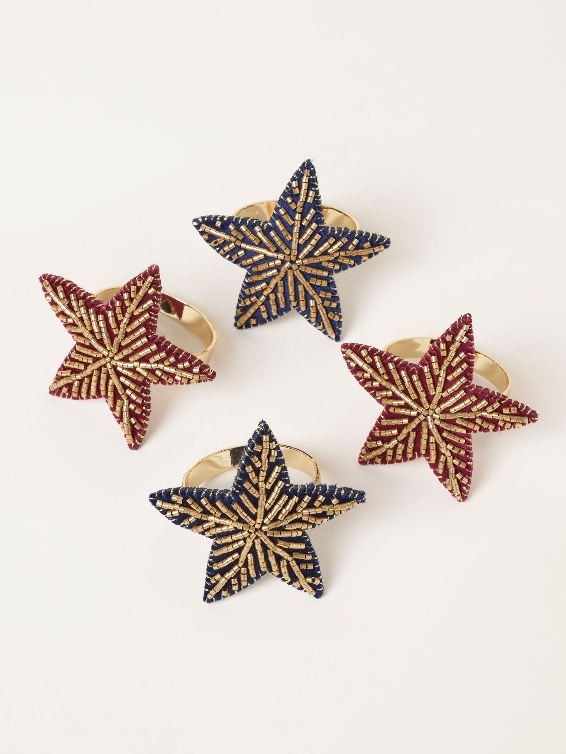 4 Pack Beaded Star Napkin Rings