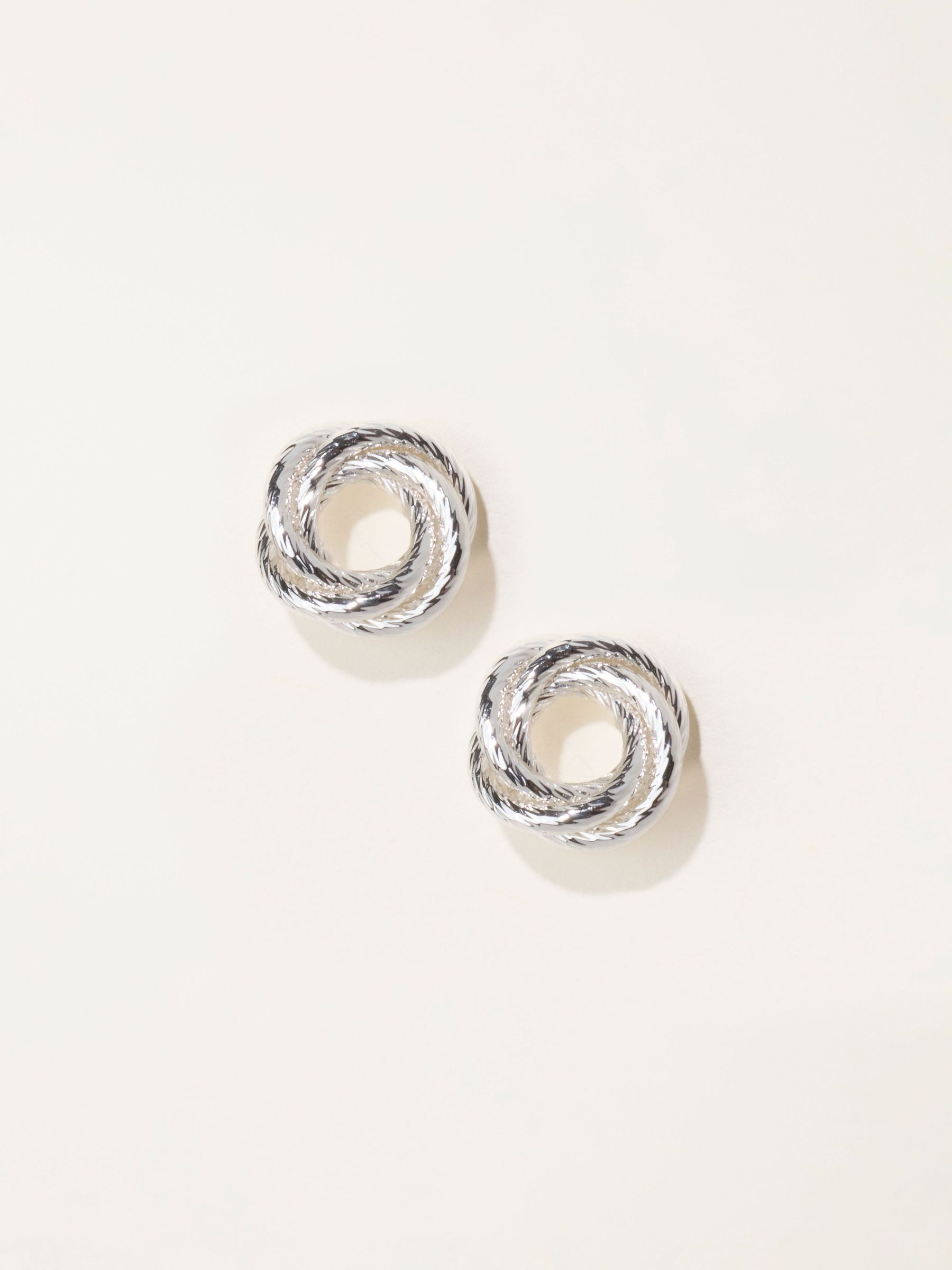 Silver Tone - Twist Stud Earrings