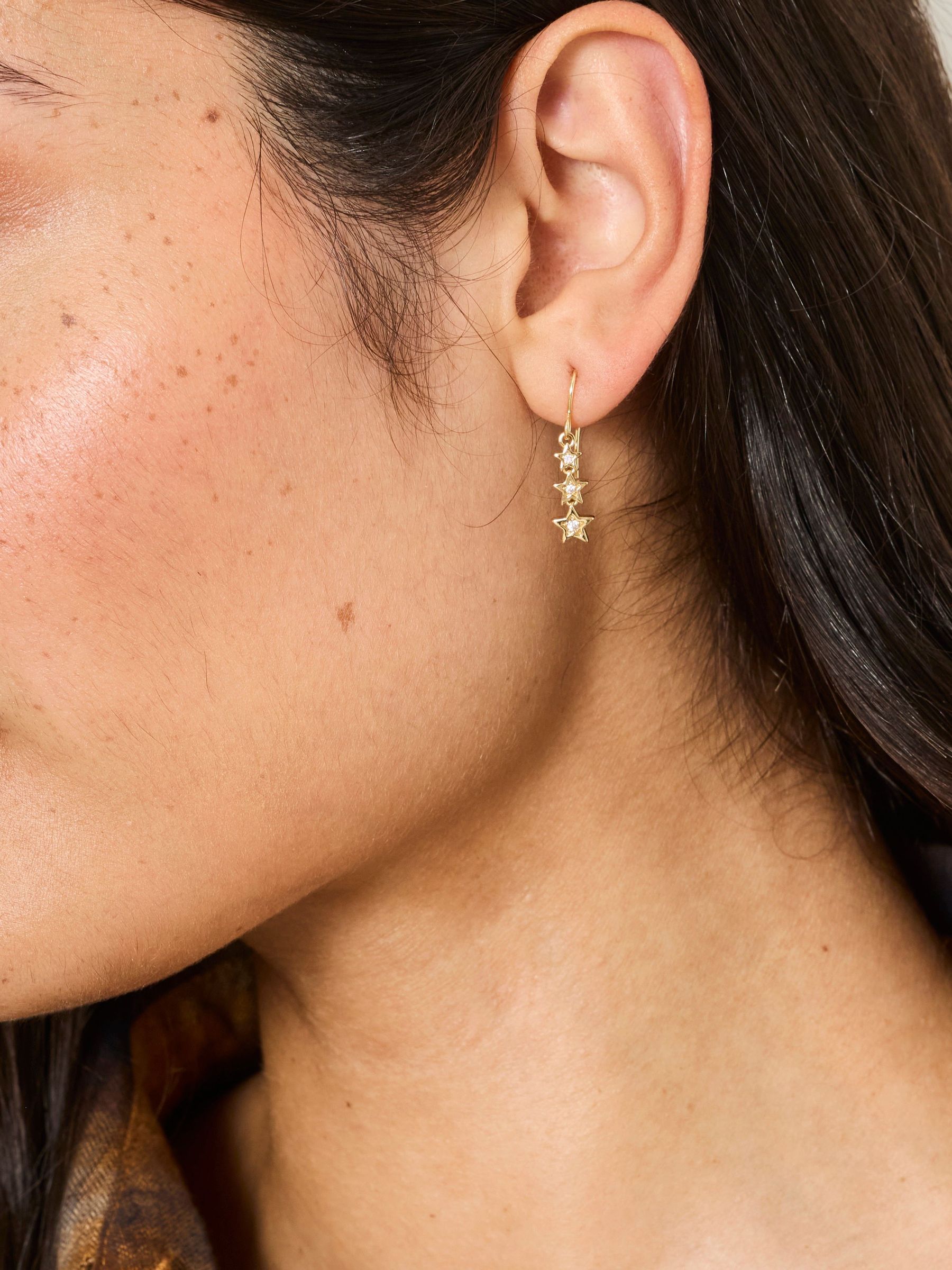 Gold Tone - Trio Star Drop Earrings