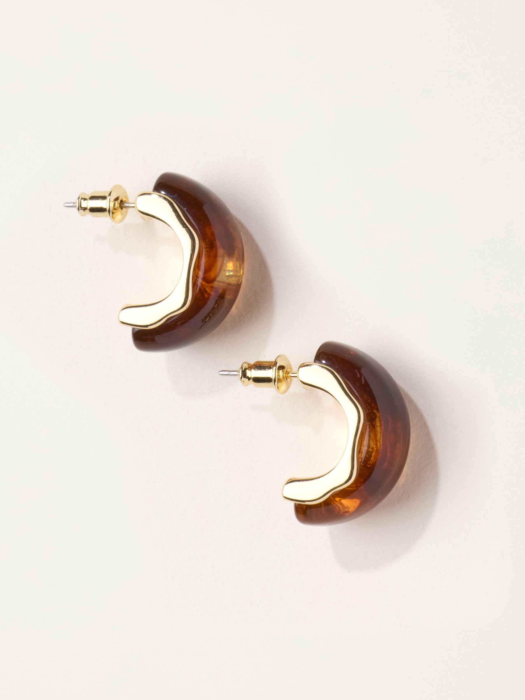 Brown - Resin Hoop Earrings