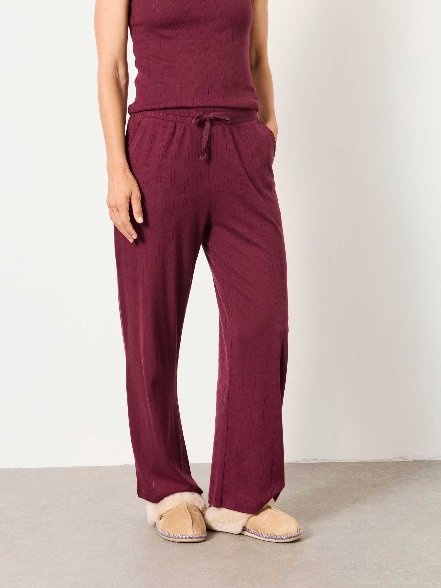 Plum Purple - Pointelle Wide Leg Trousers