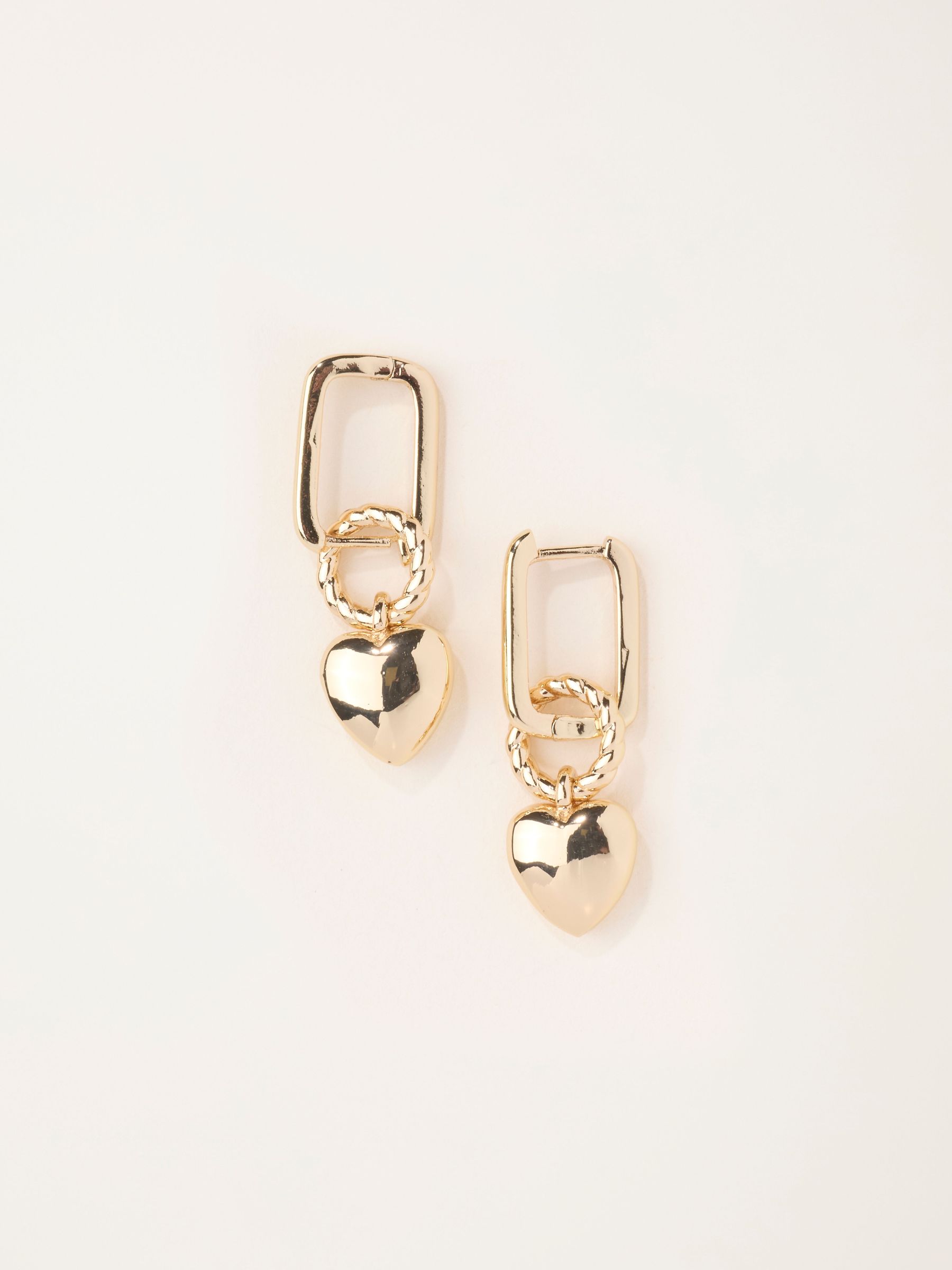 Gold Tone - Heart Hoop Earrings