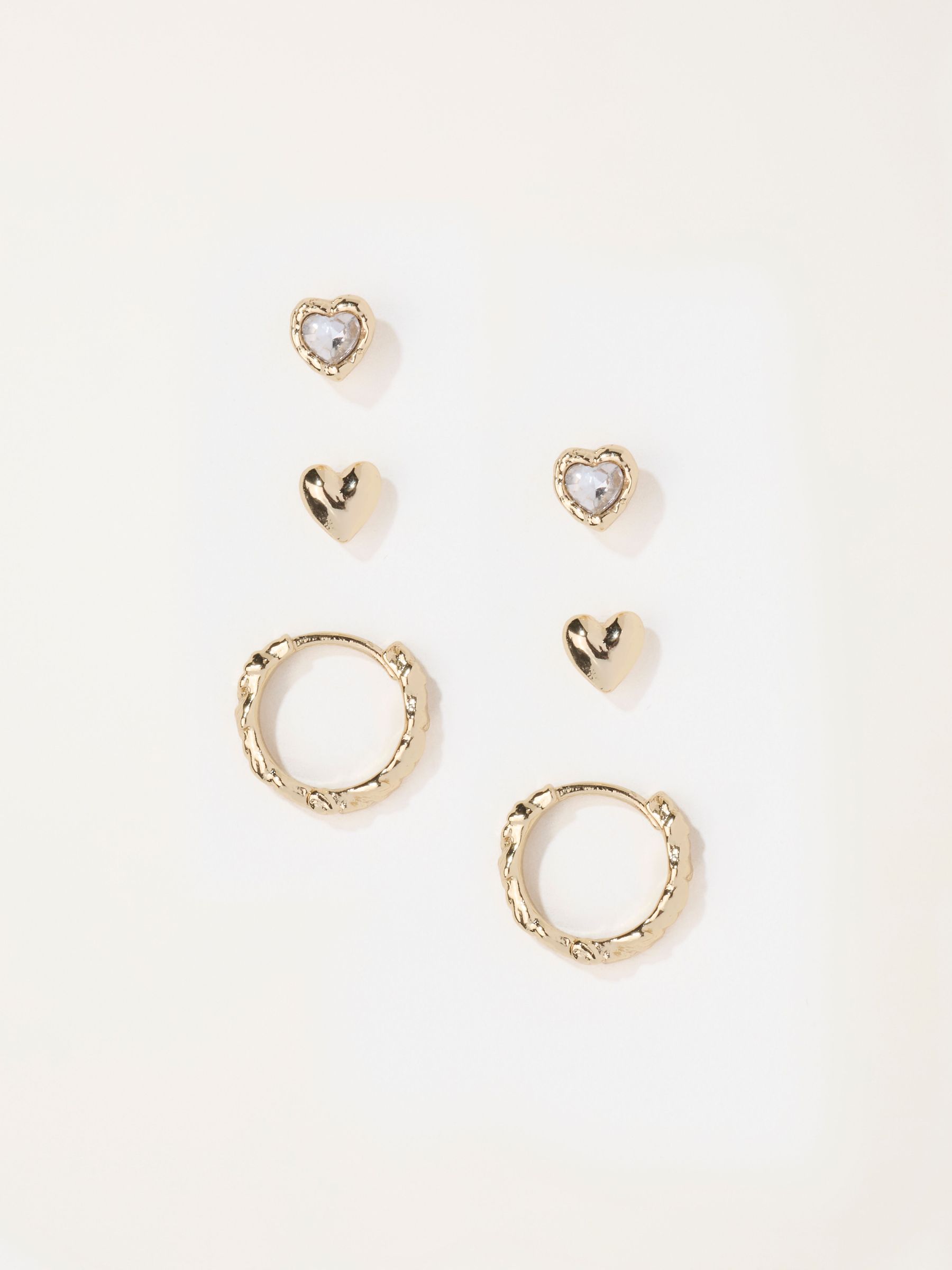 Gold Tone - 3 Pairs Of Earrings