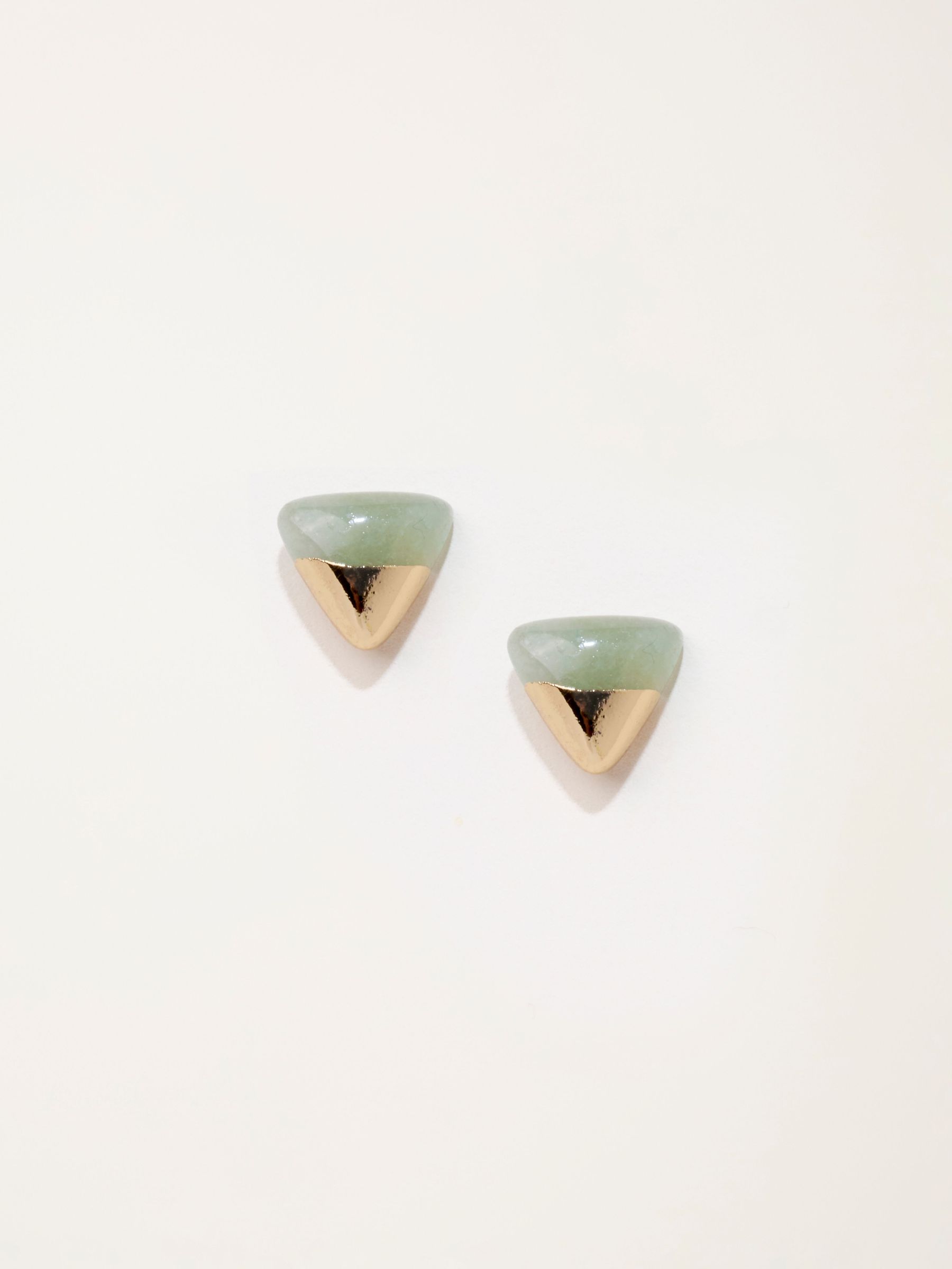 Green - Triangle Stone Stud Earrings