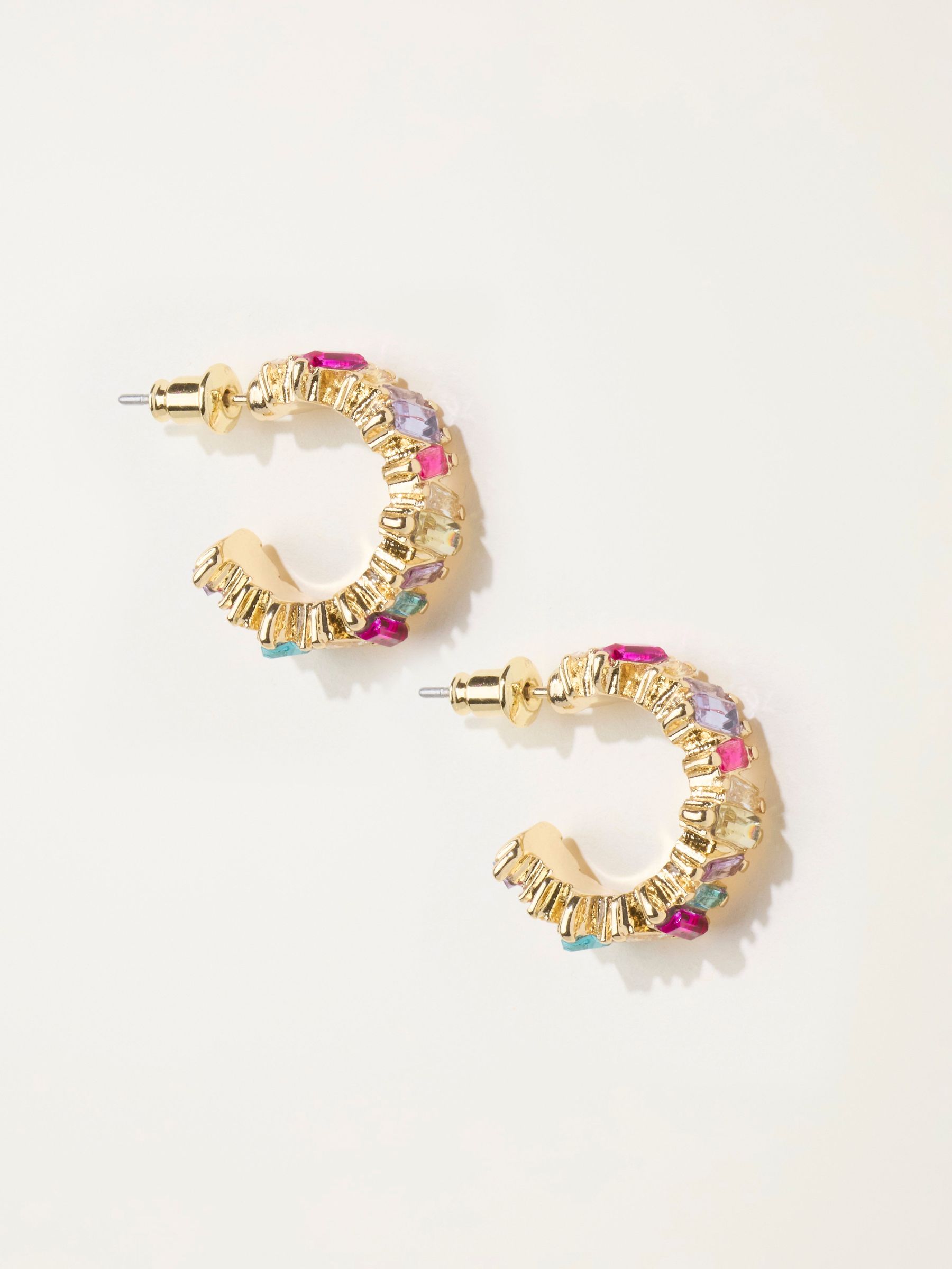 Multi Colour - Gem Party Hoop Earrings